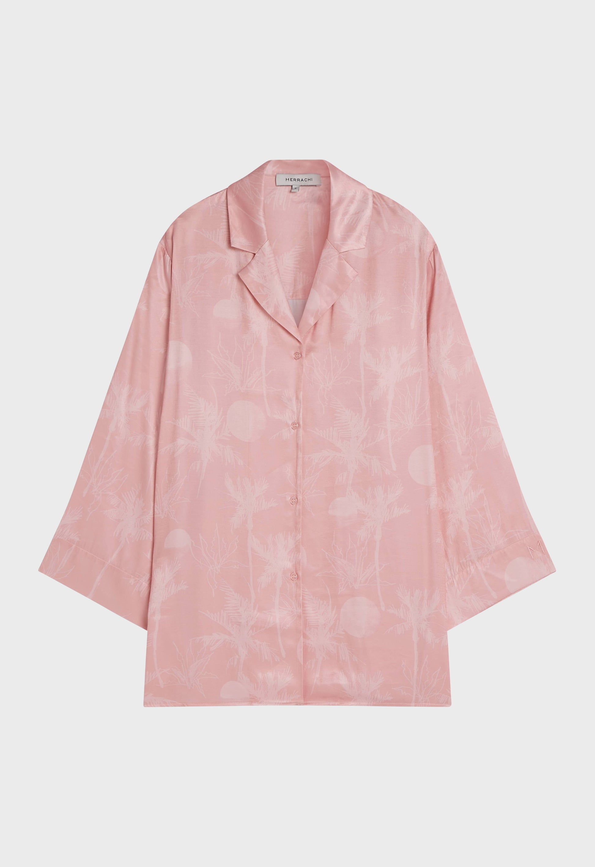 Chemise imprimée | Poussière de rose à imprimé palmier