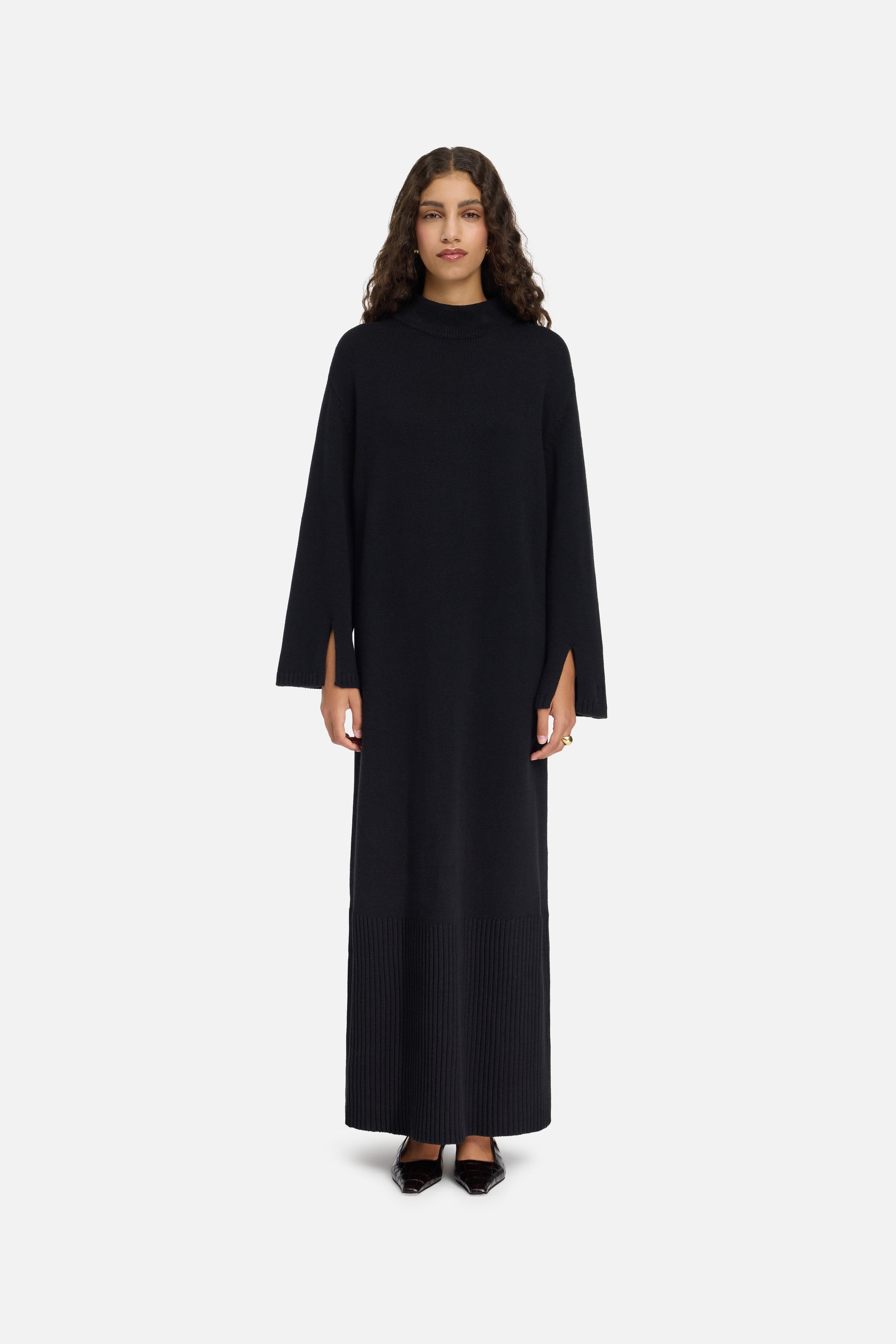 Robe en tricot côtelé | Noir