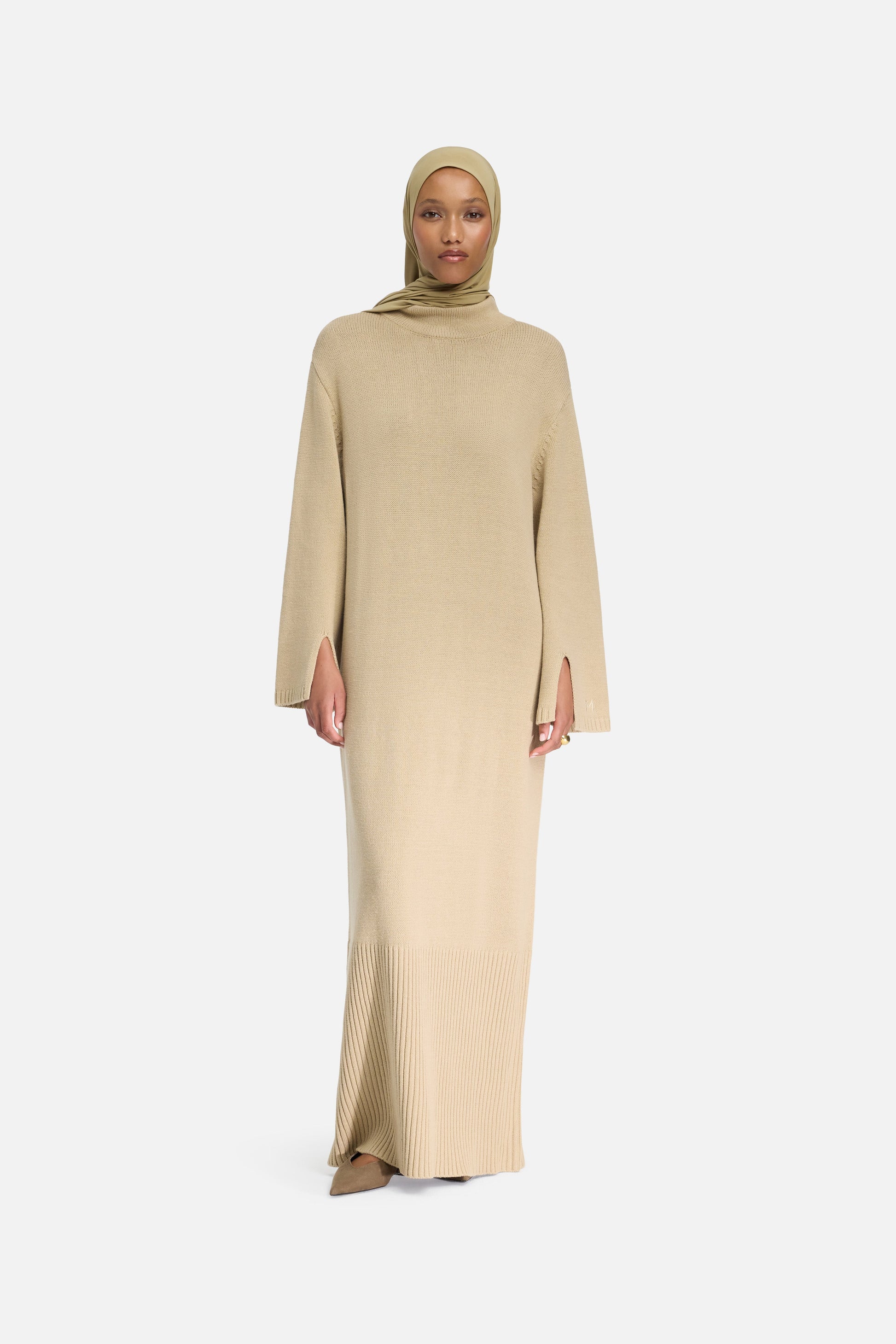 Robe en tricot côtelé | Kaki