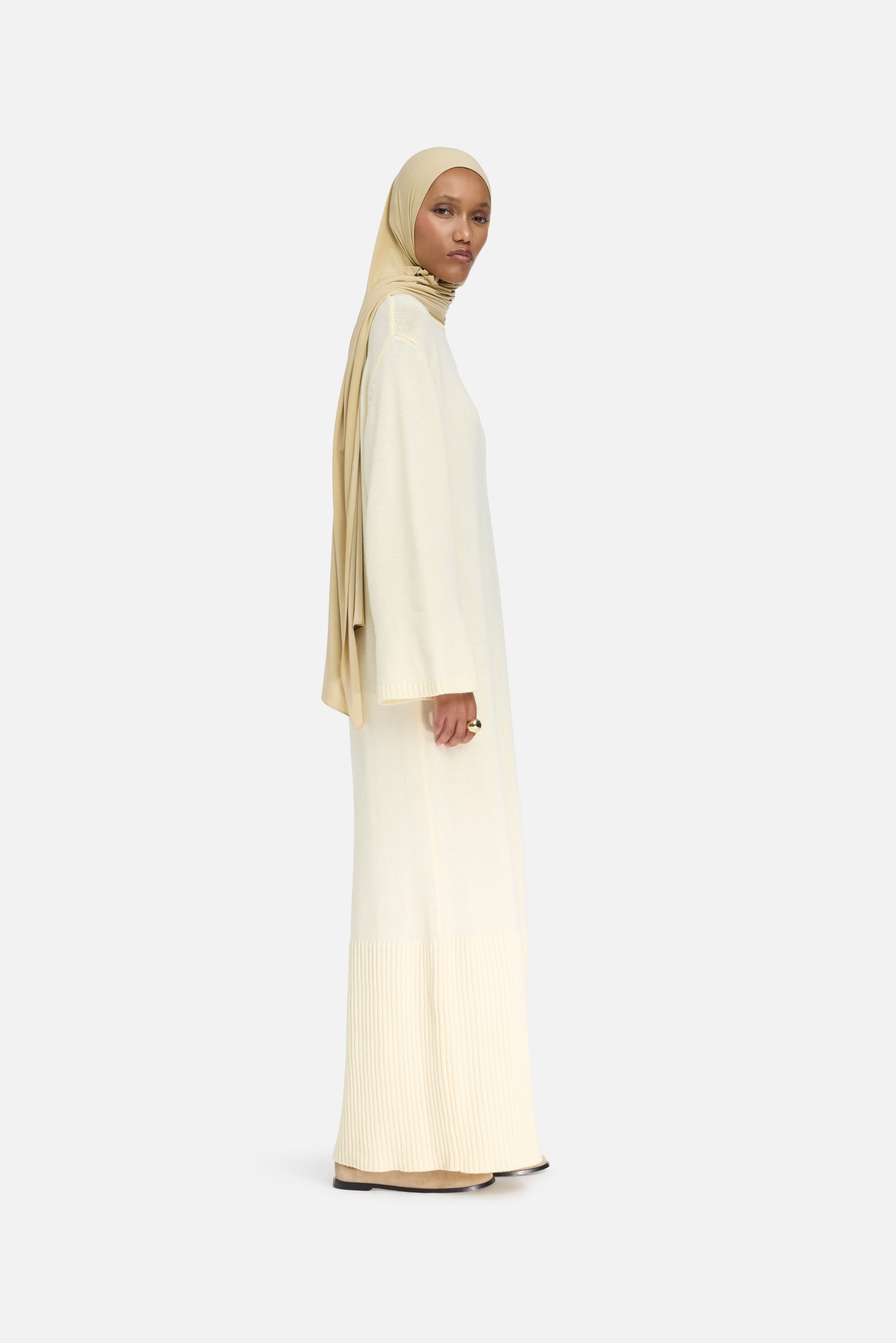 Robe en tricot côtelé | Porcelaine