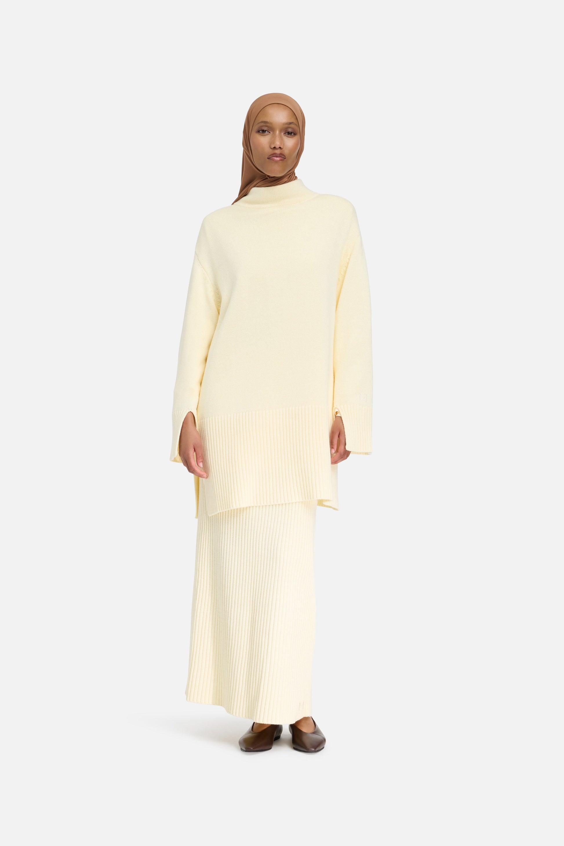 Jupe en tricot côtelé | Porcelaine