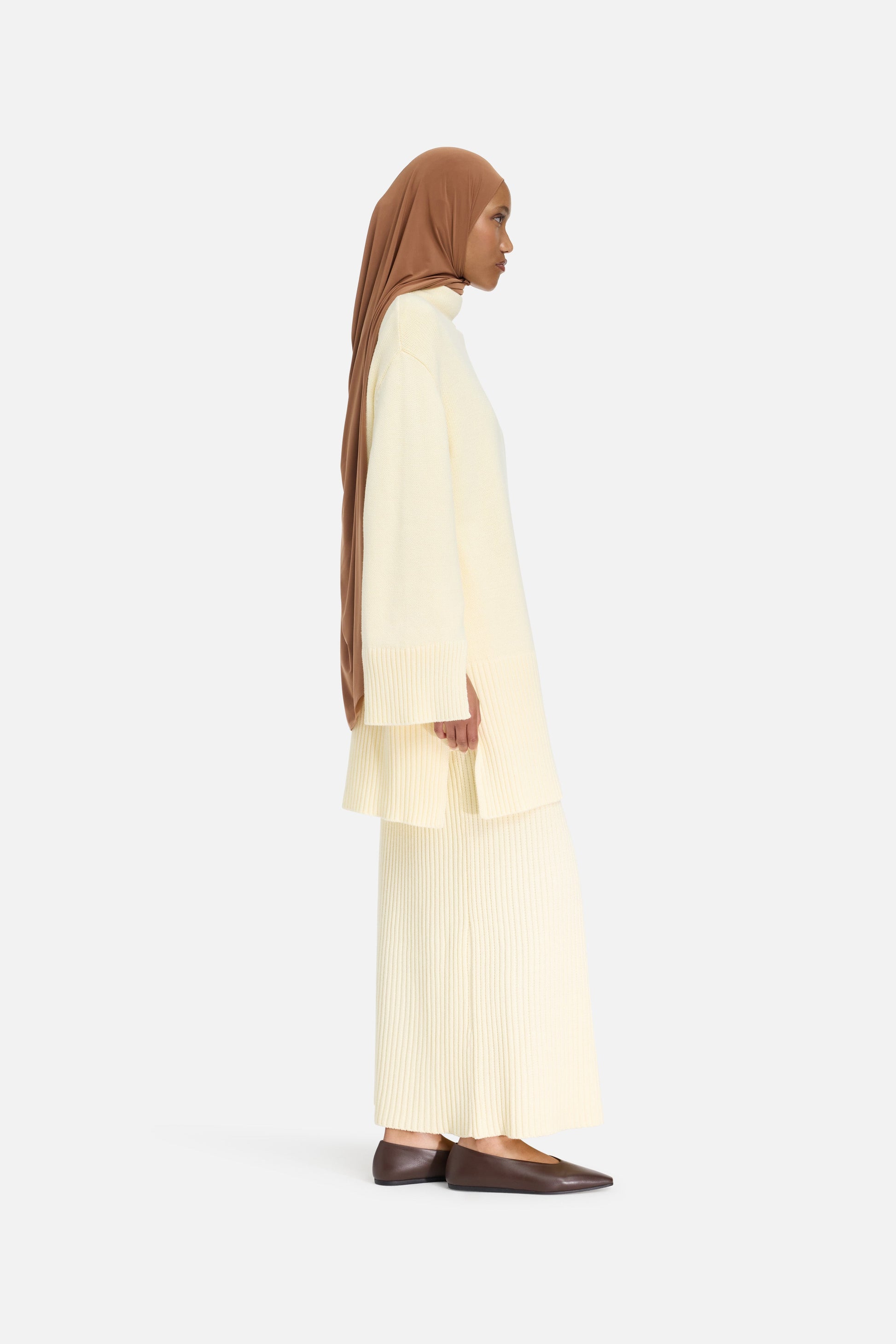Jupe en tricot côtelé | Porcelaine