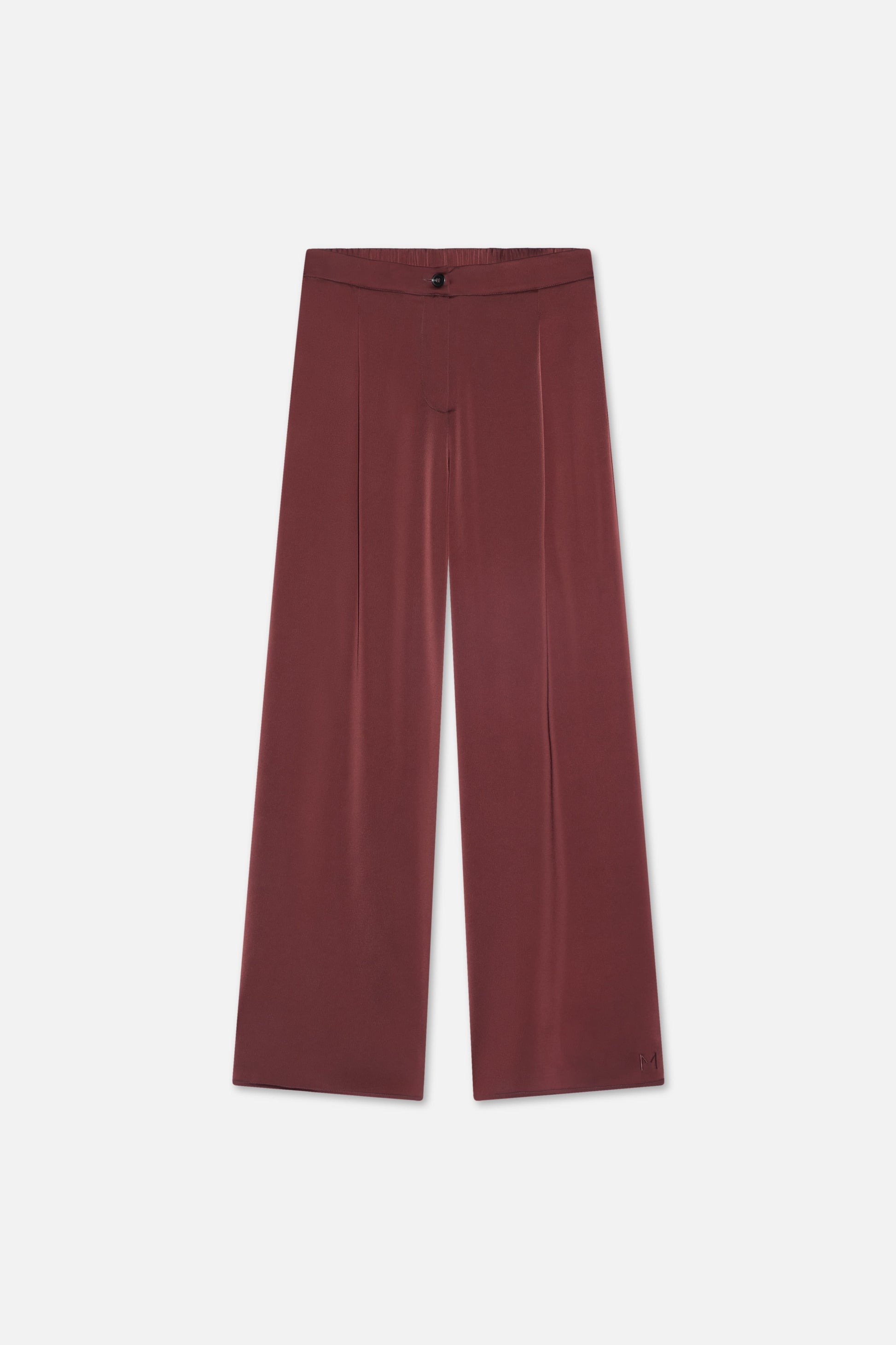 Pantalon plissé en satin | Cerise noire