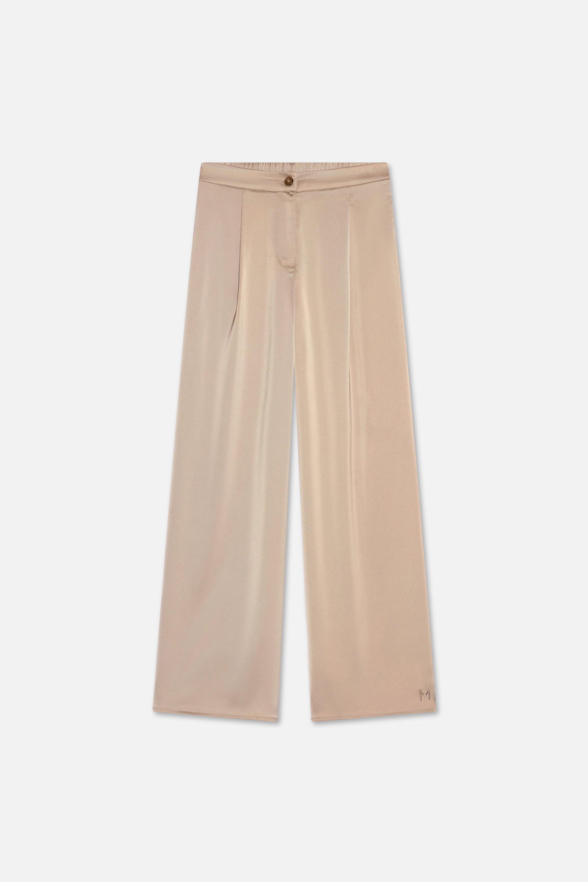 Pantalon plissé en satin | Kaki