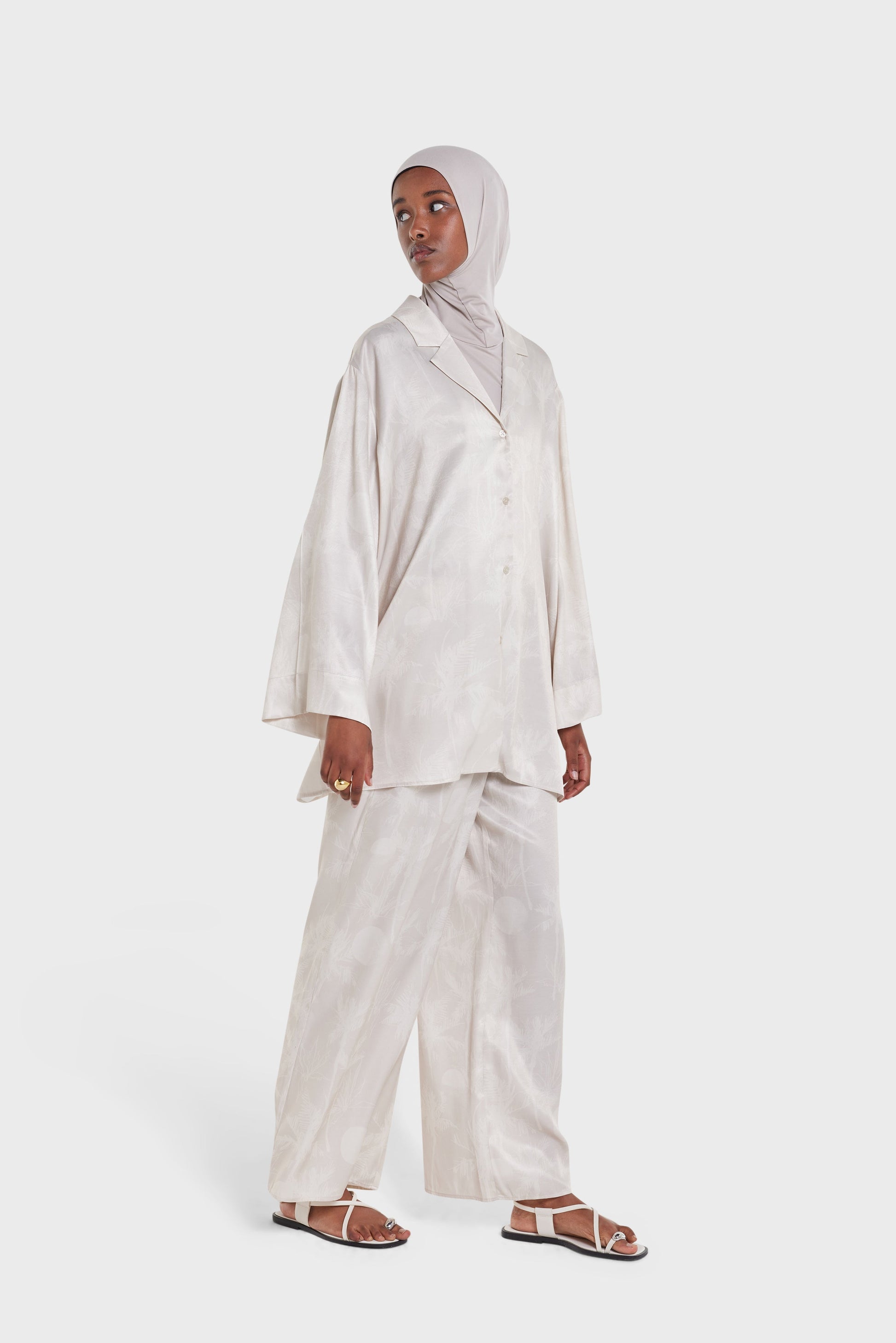 Chemise imprimée | Gris Lune Imprimé Palmiers