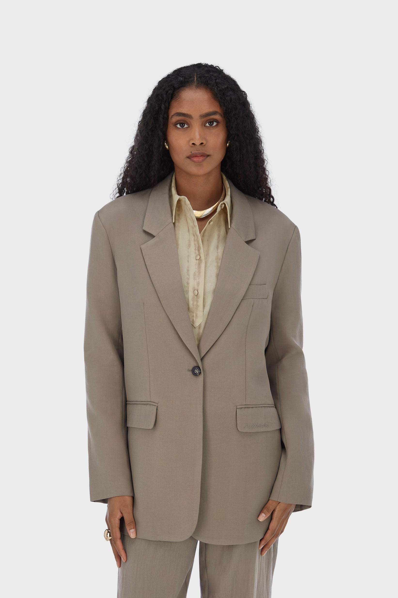 Blazer coupe carrée | Taupe