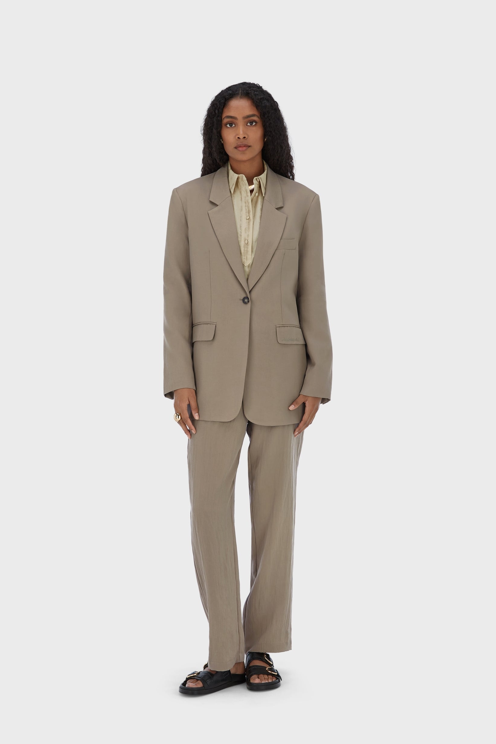 Blazer coupe carrée | Taupe