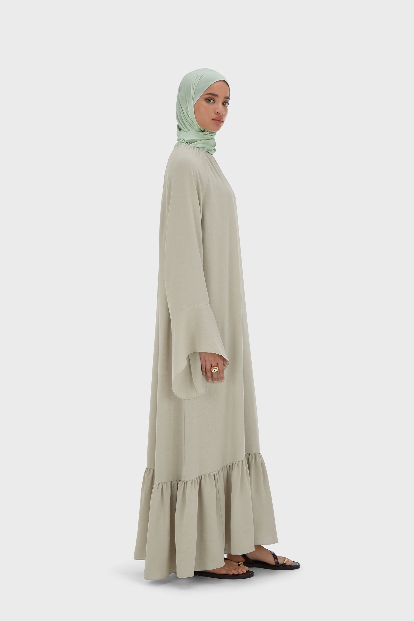 Robe en crêpe | Gris mousse