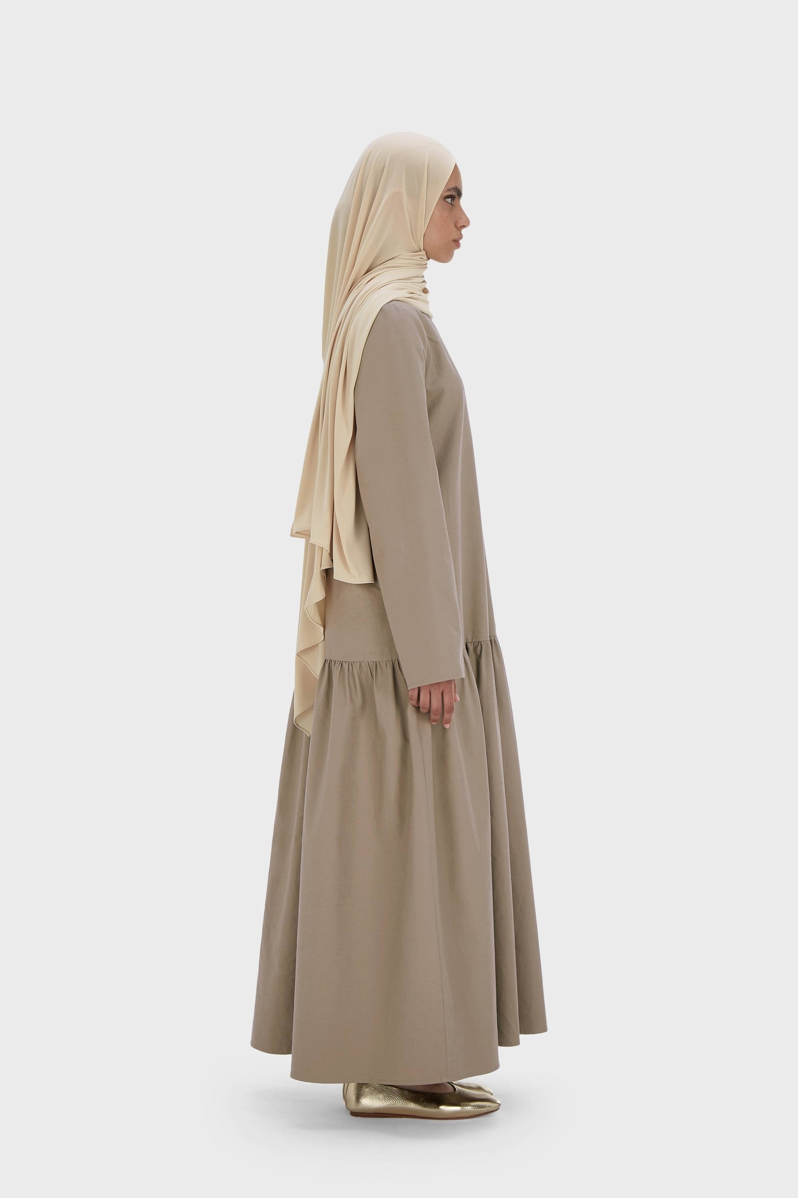 Robe taille basse | Taupe