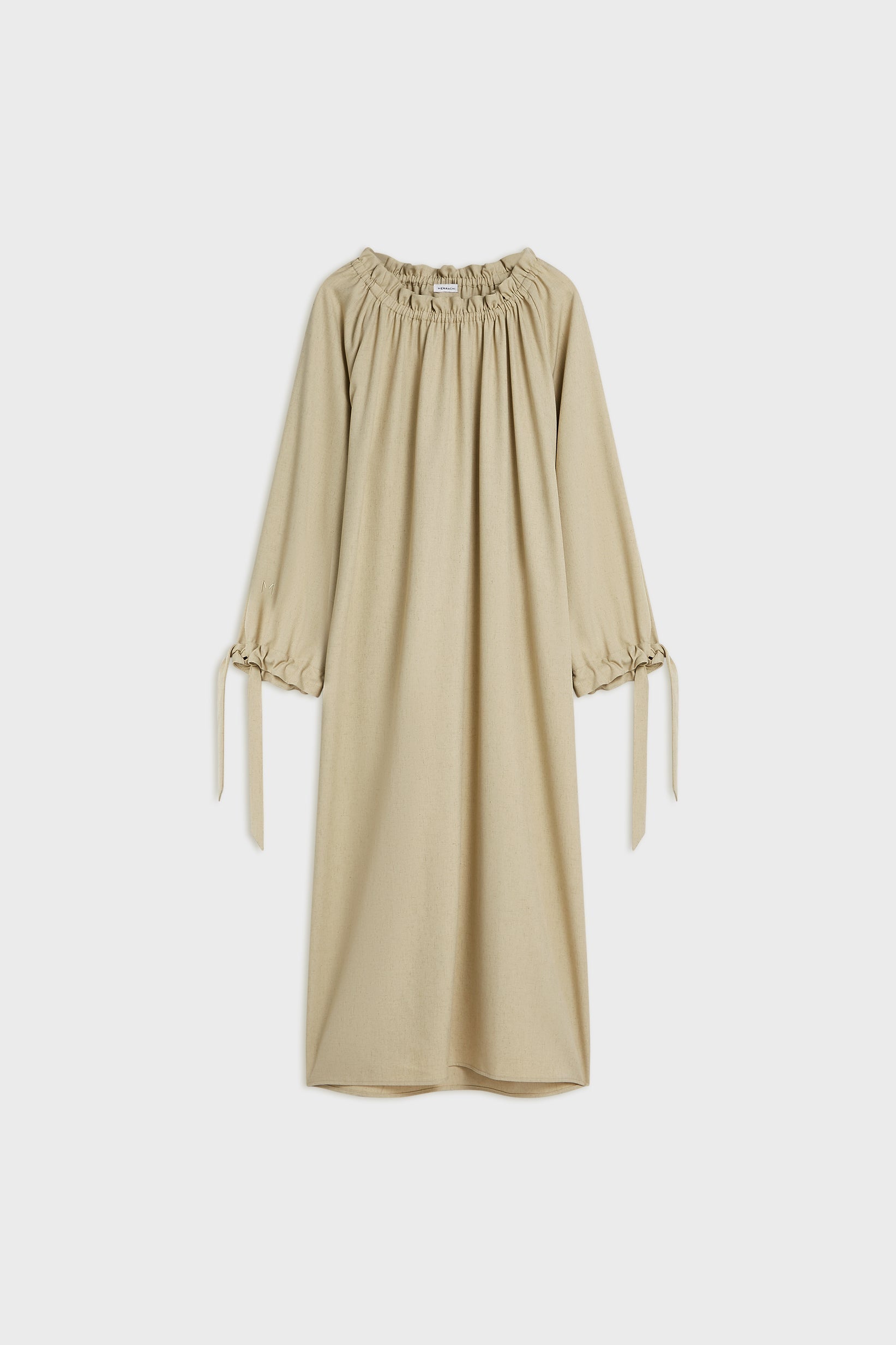 Robe à col froncé | Kaki Chaud