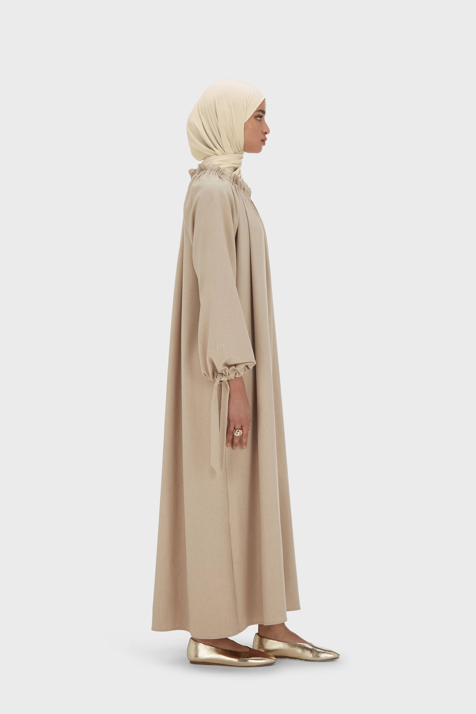 Robe à col froncé | Poivre Blanc