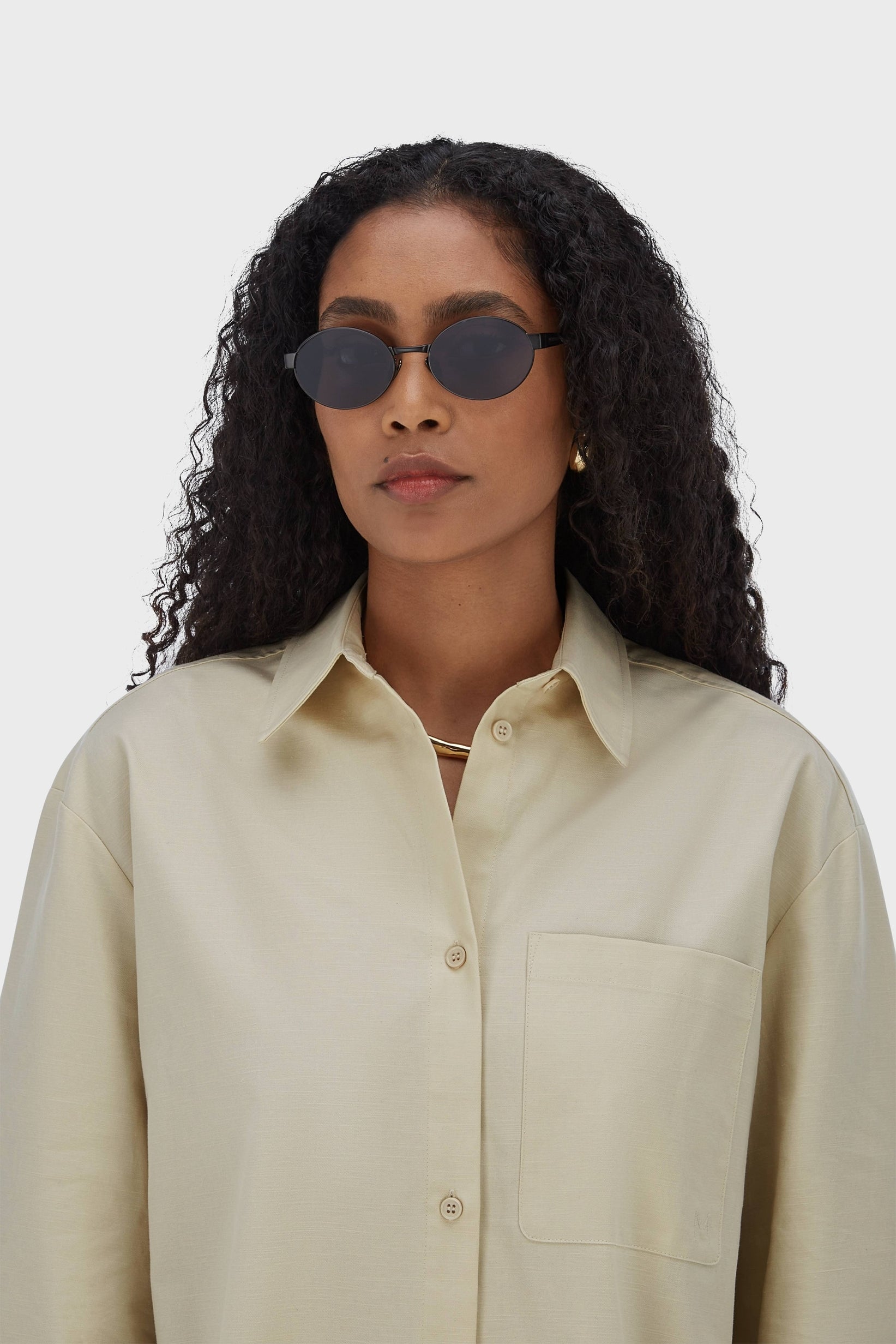 Lunettes de soleil à monture ovale | Noir