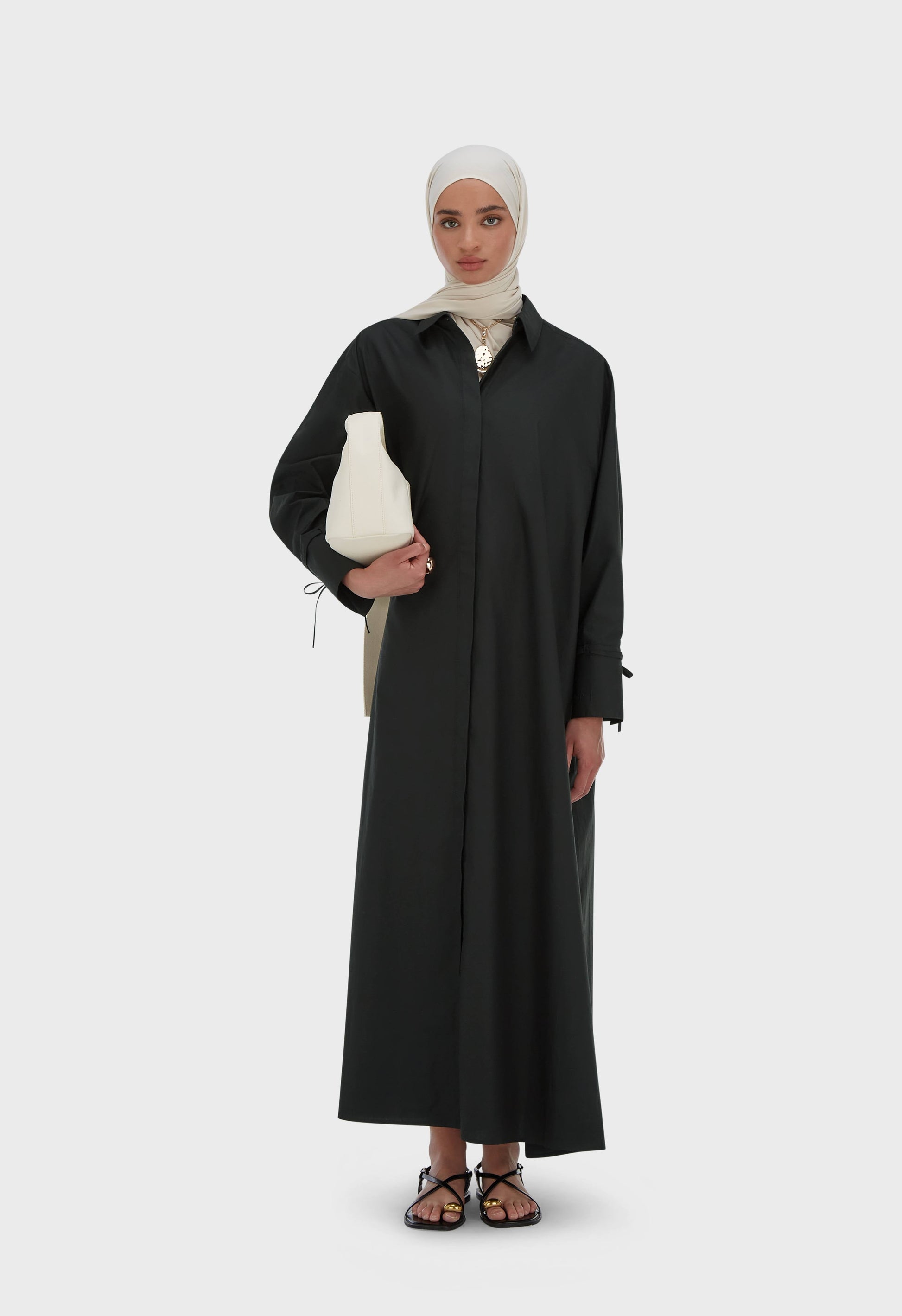 Robe en popeline | Noir