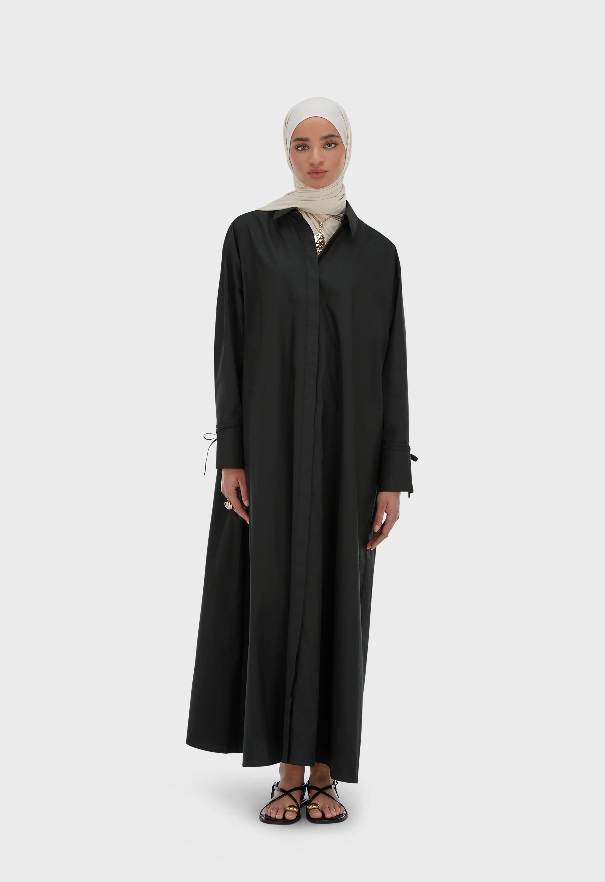 Robe en popeline | Noir