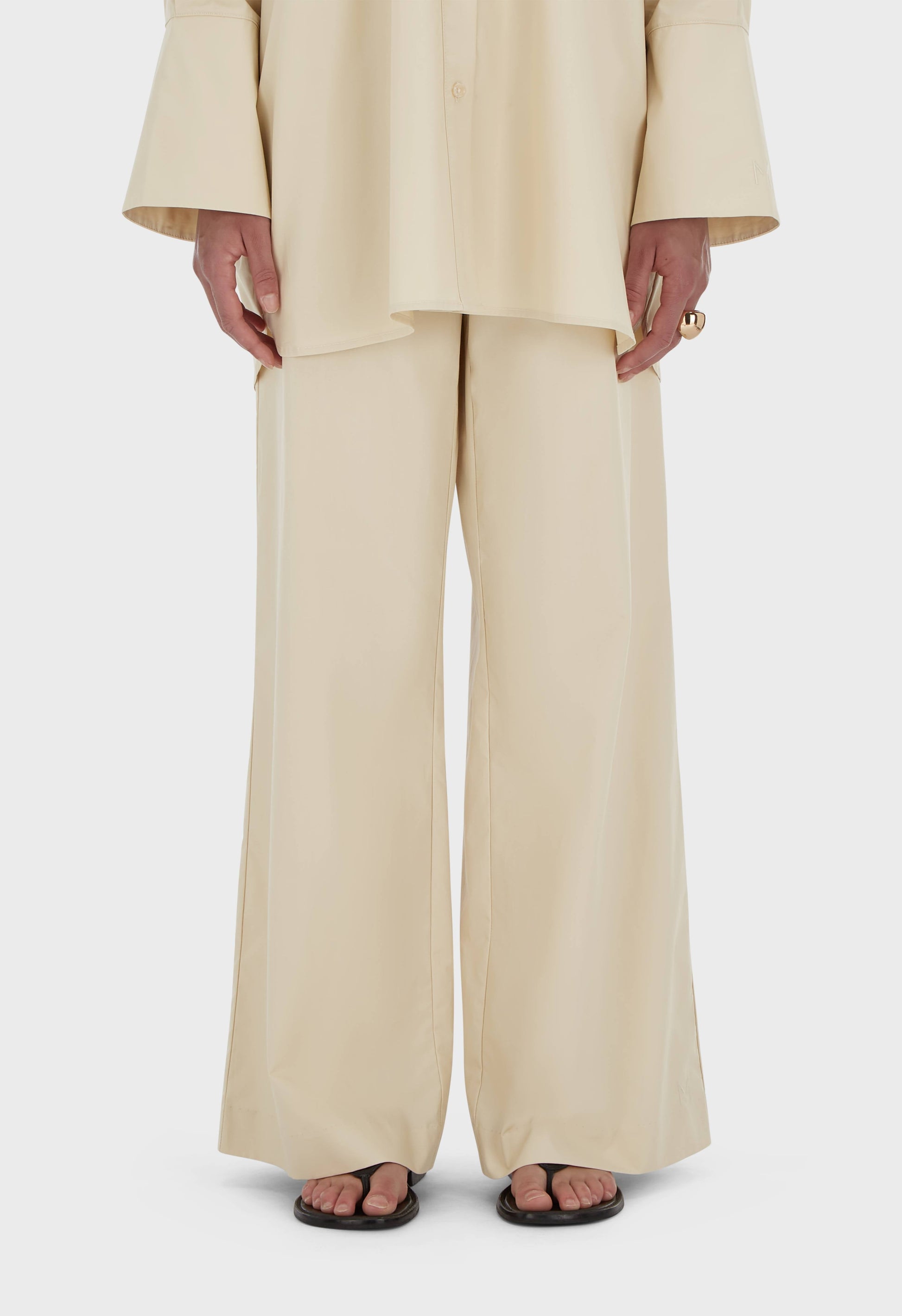 Pantalon en popeline | Riz brun