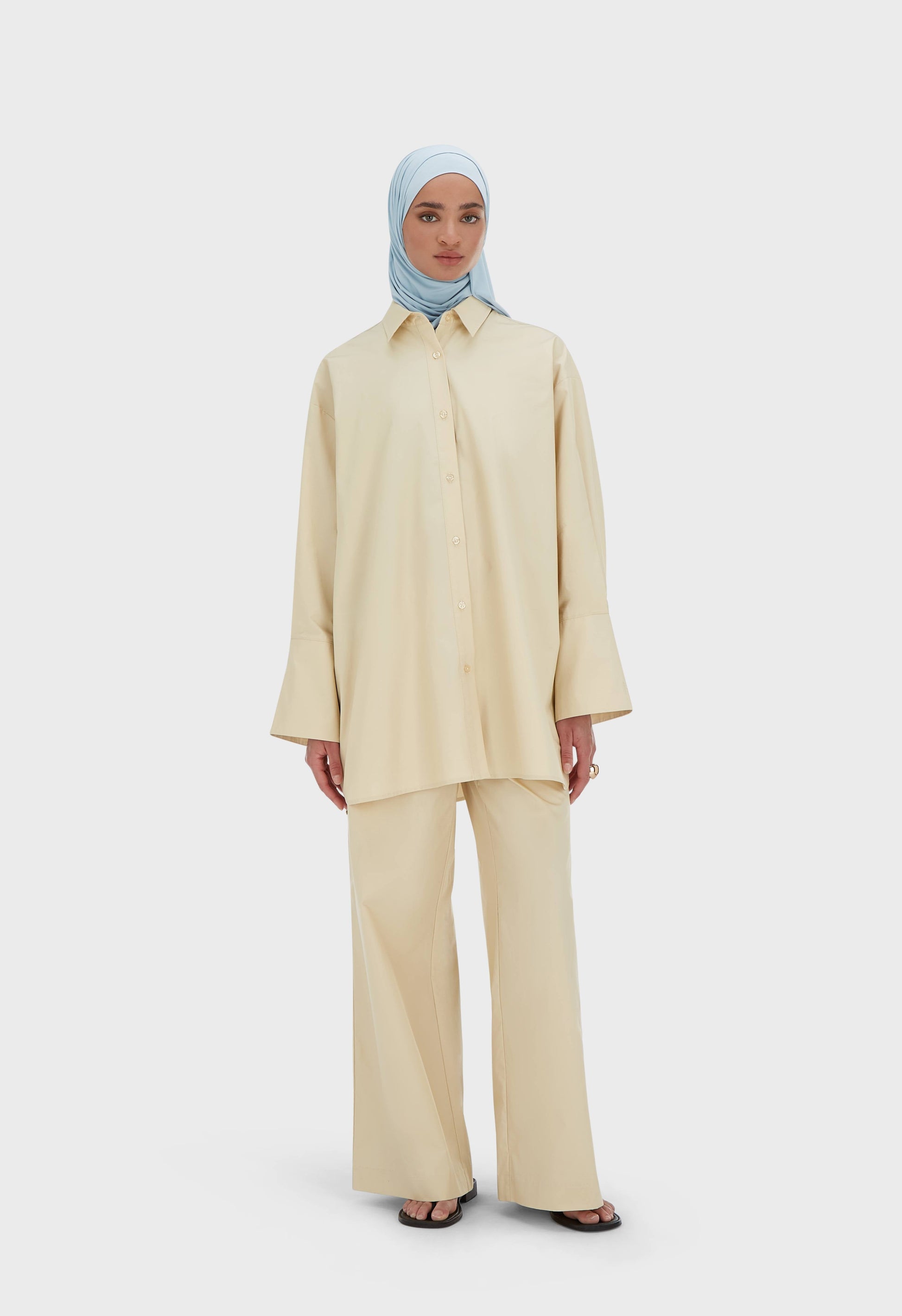 Pantalon en popeline | Riz brun