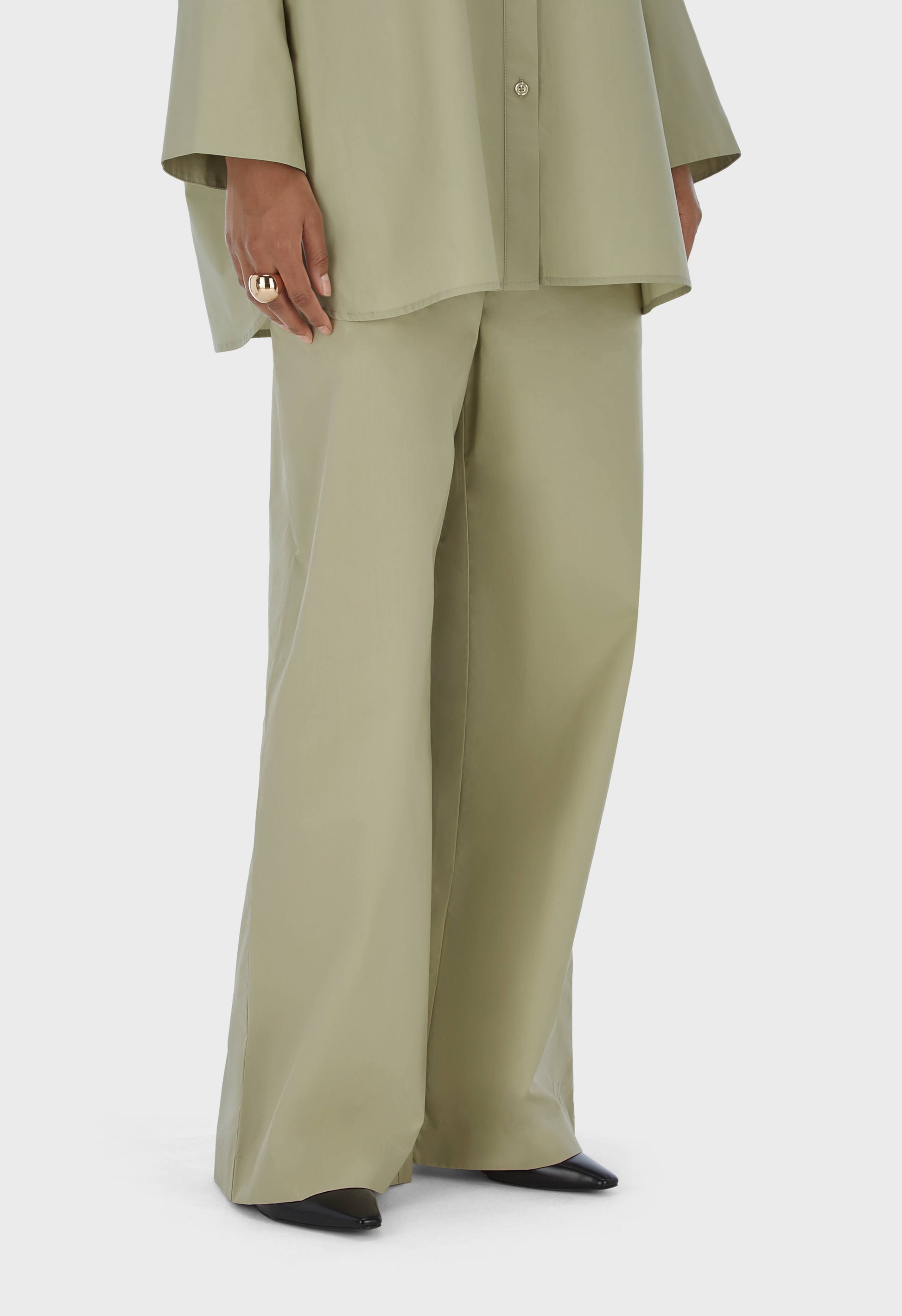 Pantalon en popeline | Gris mousse