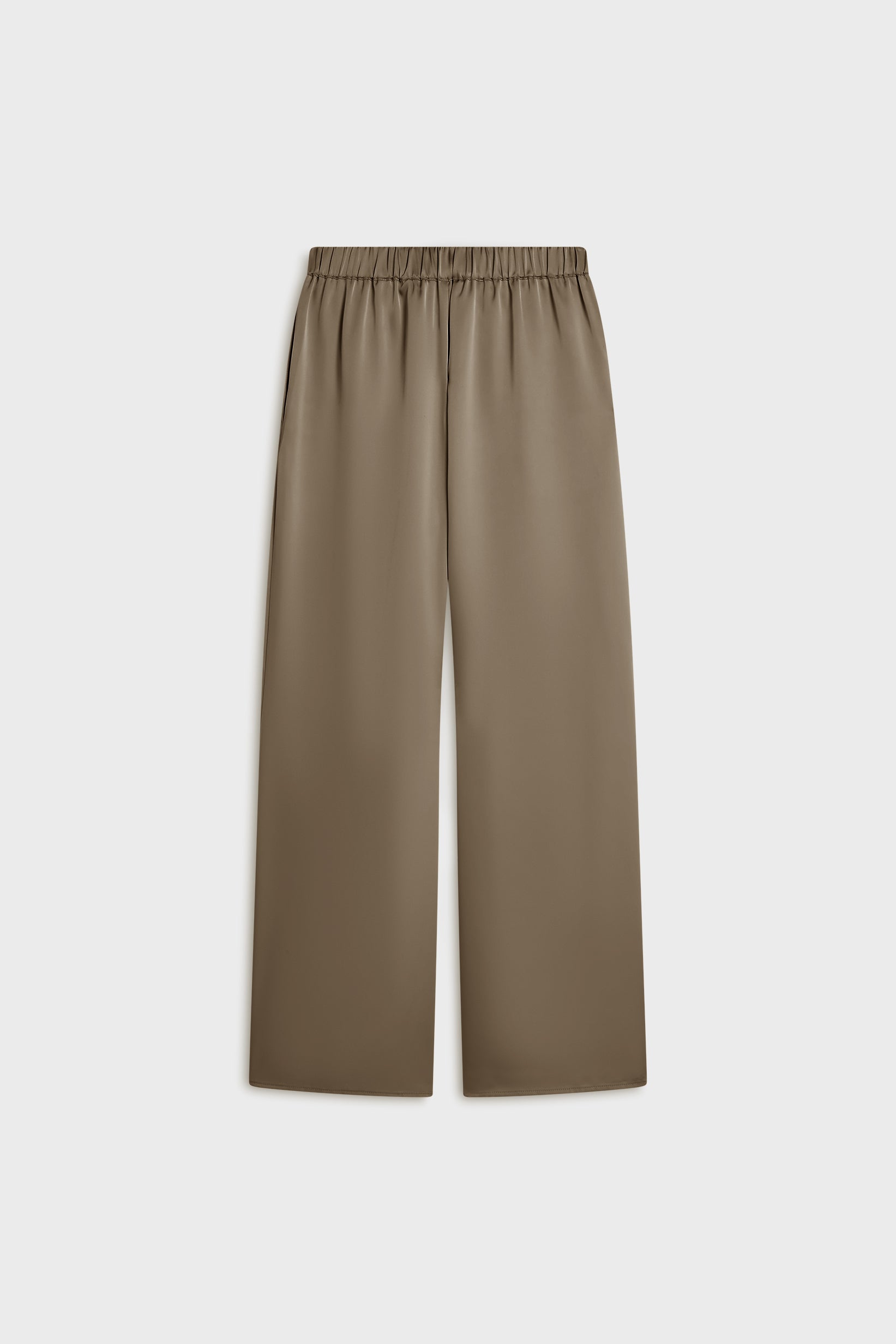 Pantalon à jambes larges en satin | Taupe