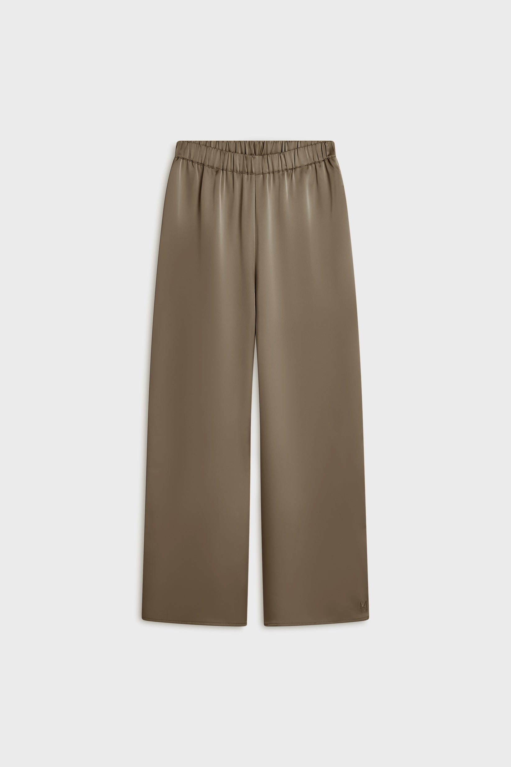 Pantalon à jambes larges en satin | Taupe