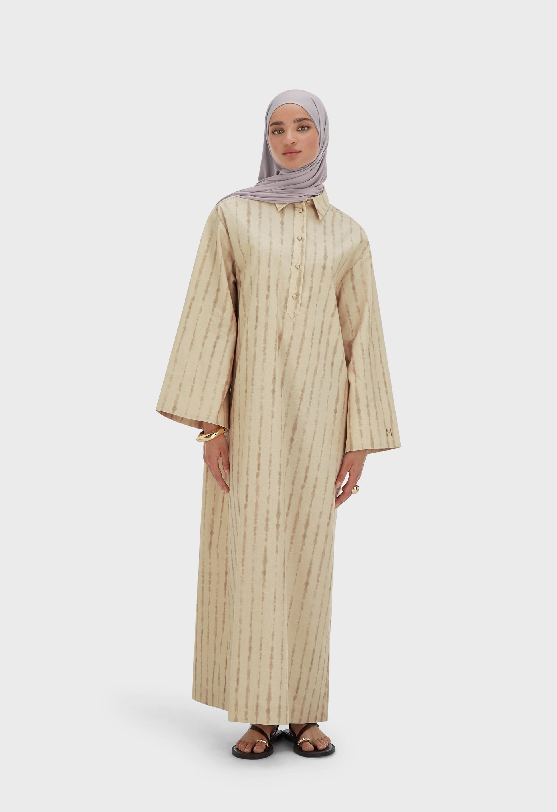 Robe caftan Shibori | Riz brun