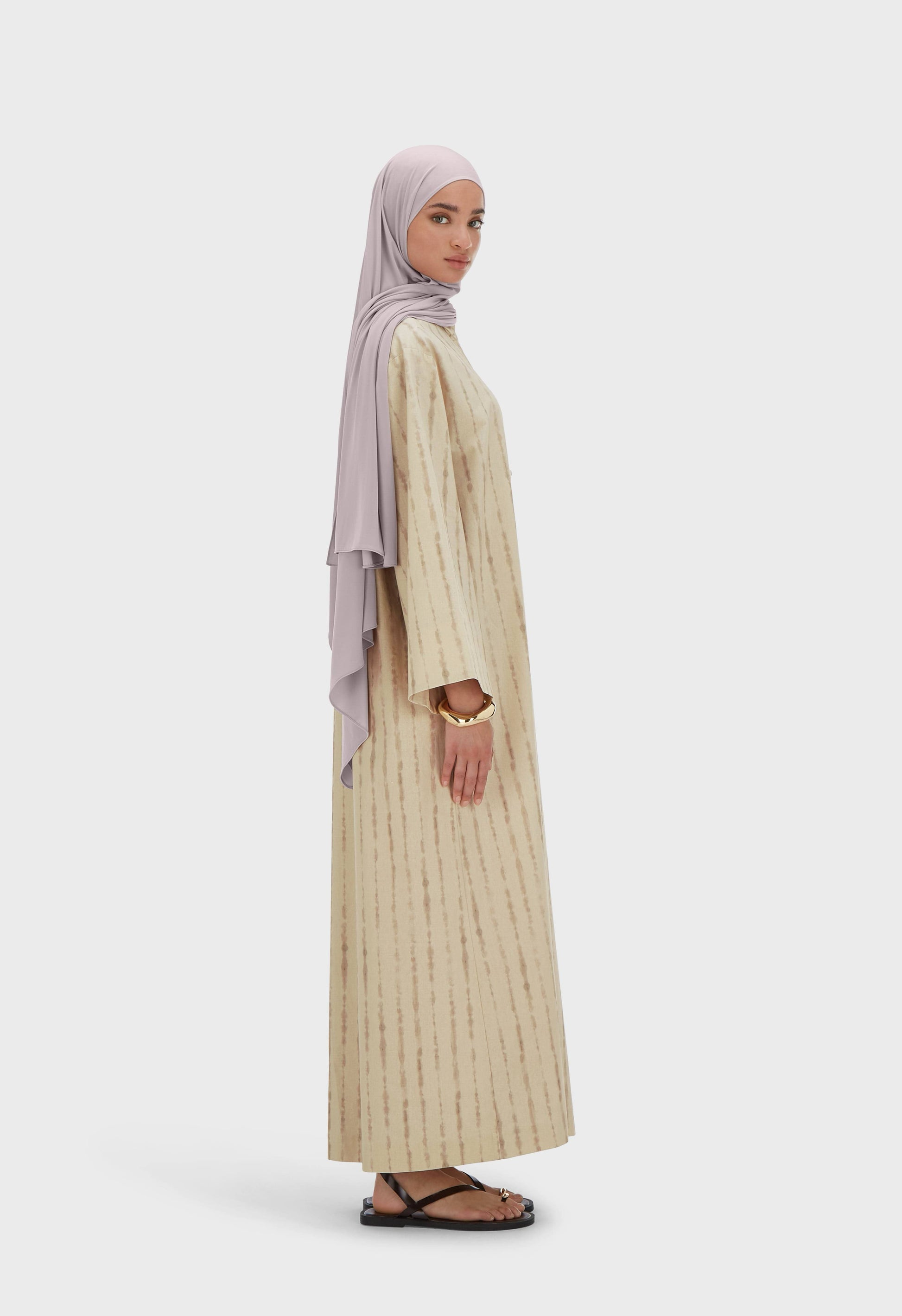 Robe caftan Shibori | Riz brun