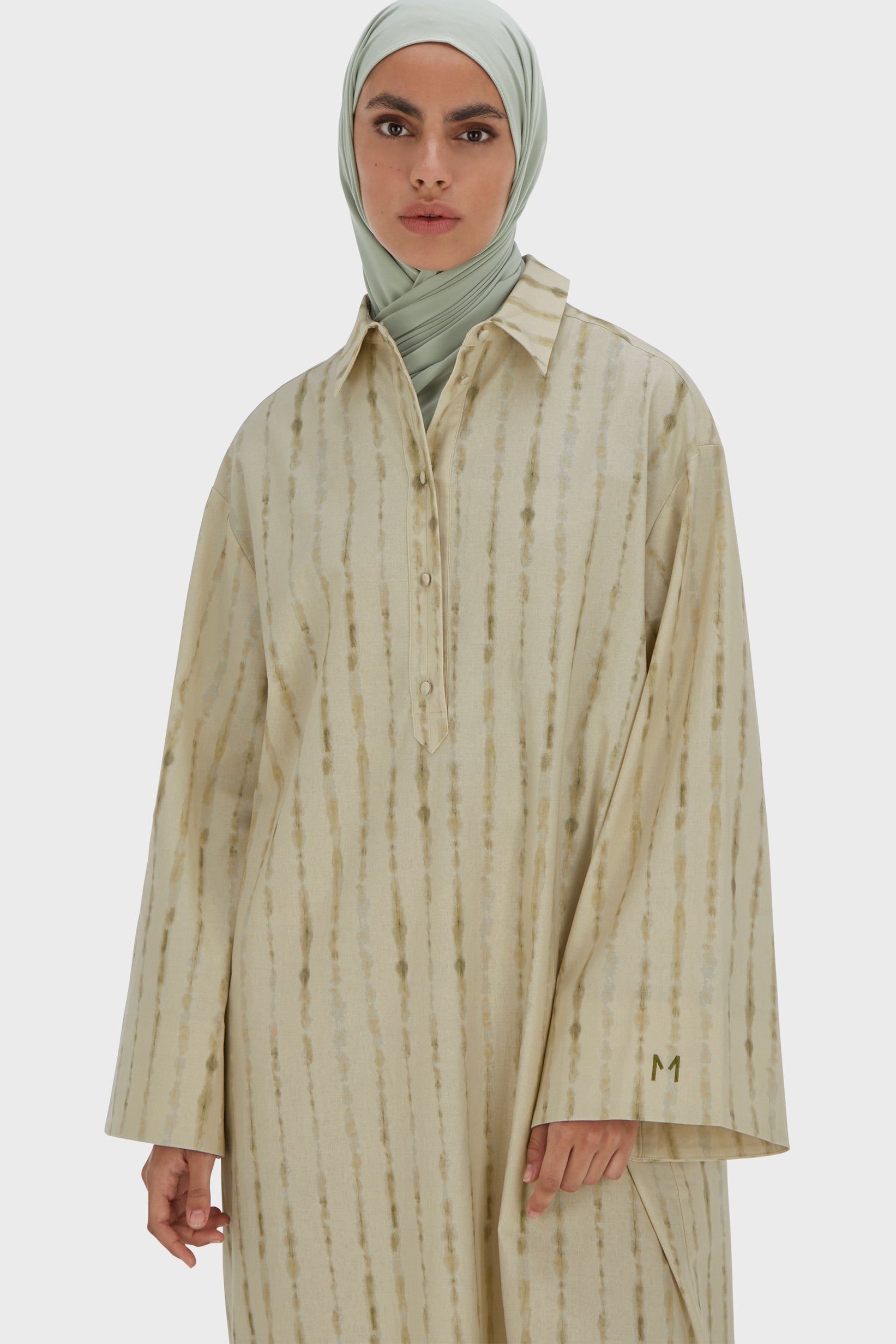 Robe caftan Shibori | Kaki doux