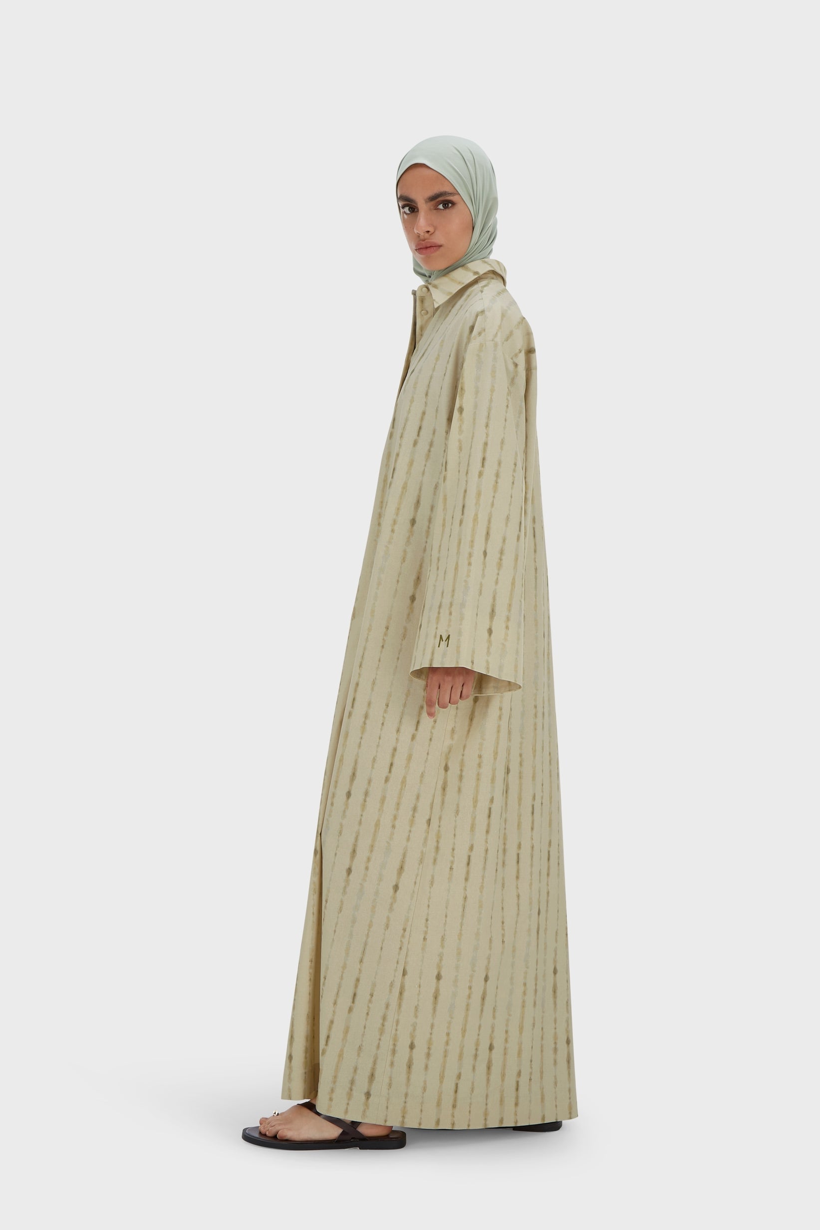 Robe caftan Shibori | Kaki doux