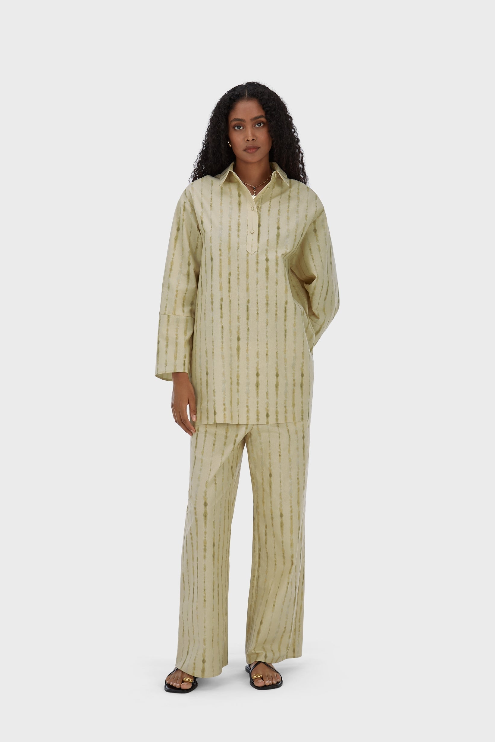 Pantalon Shibori | Kaki doux