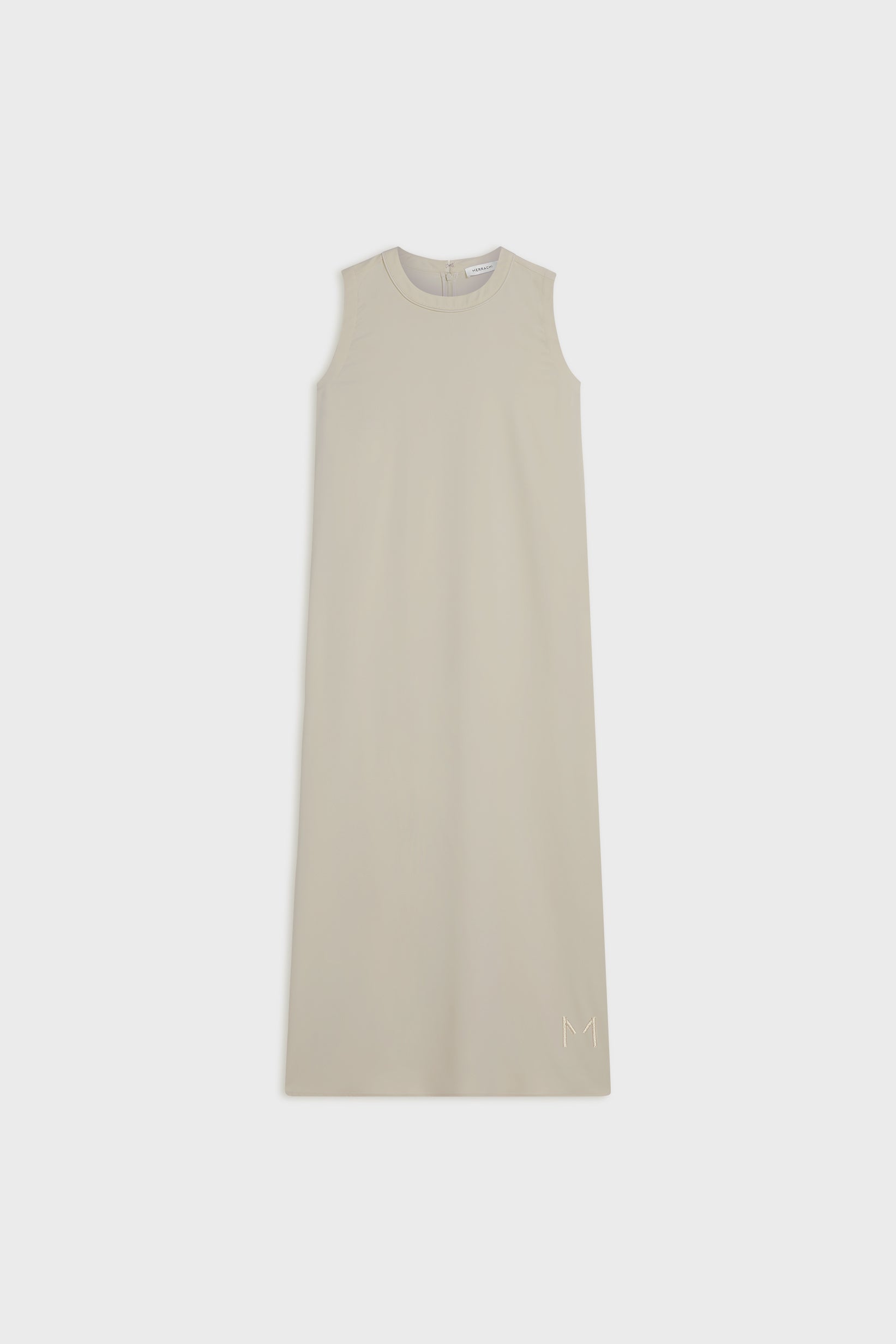 Robe tissée sans manches courte | Gris mousse