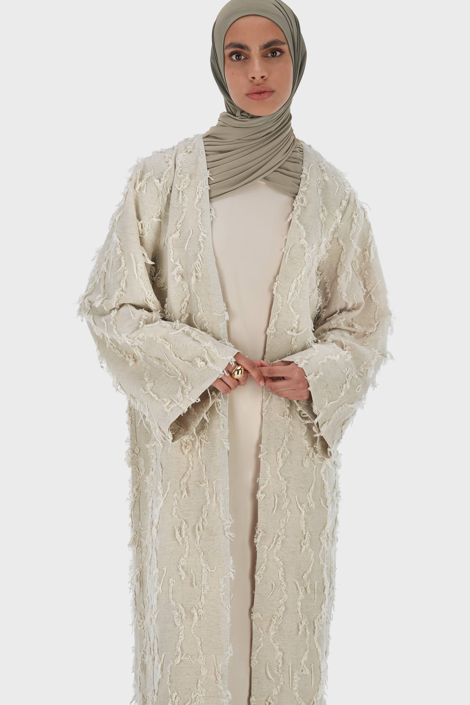 Été Fil Coup�� Abaya | Naturel