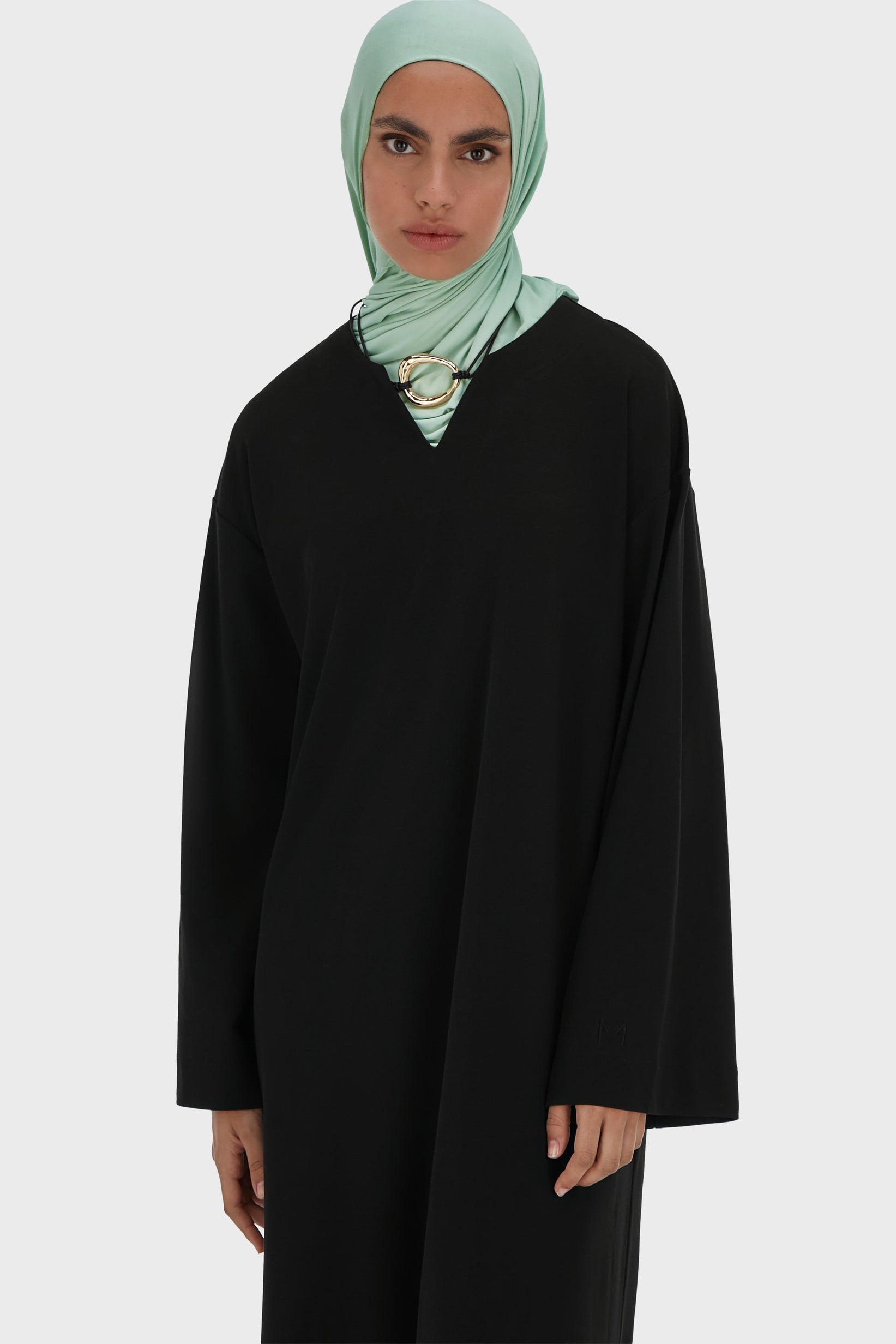 Robe caftan en jersey d’été | Noir