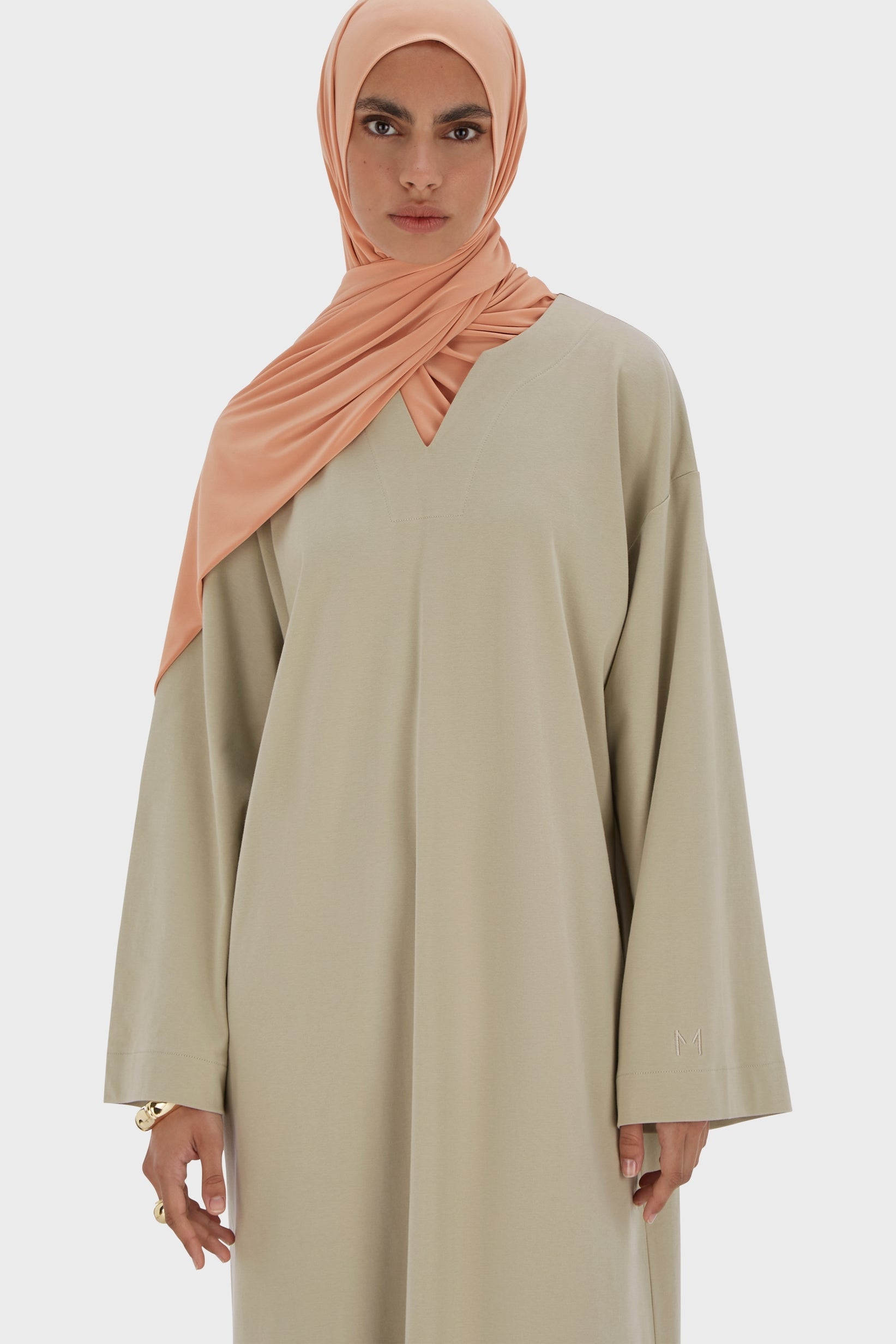 Robe caftan en jersey d’été | Gris mousse