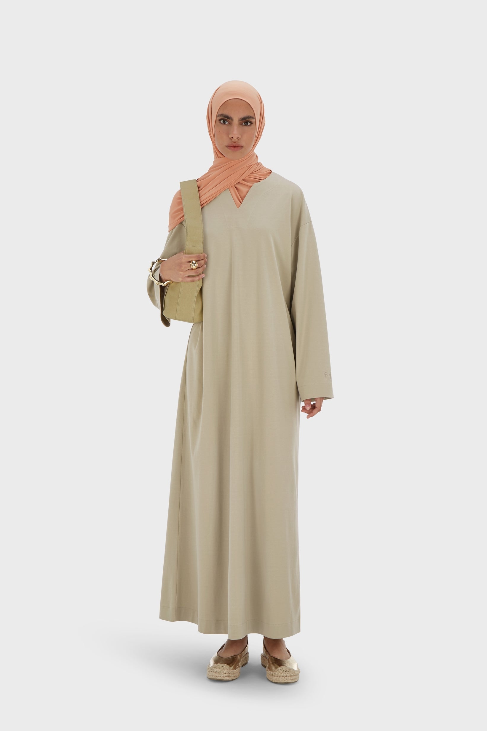 Robe caftan en jersey d’été | Gris mousse