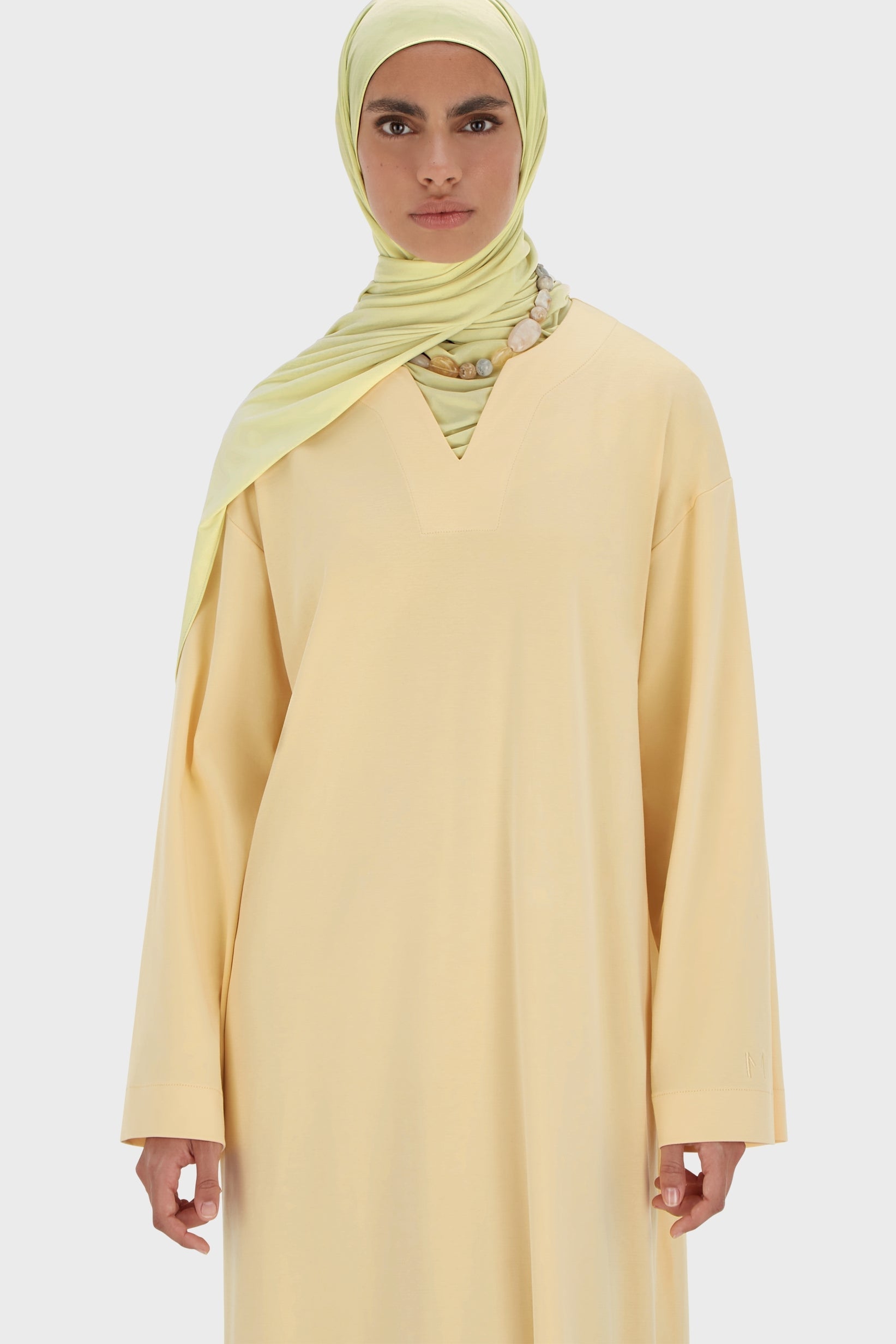 Robe caftan en jersey d’été | Jaune coucher de soleil