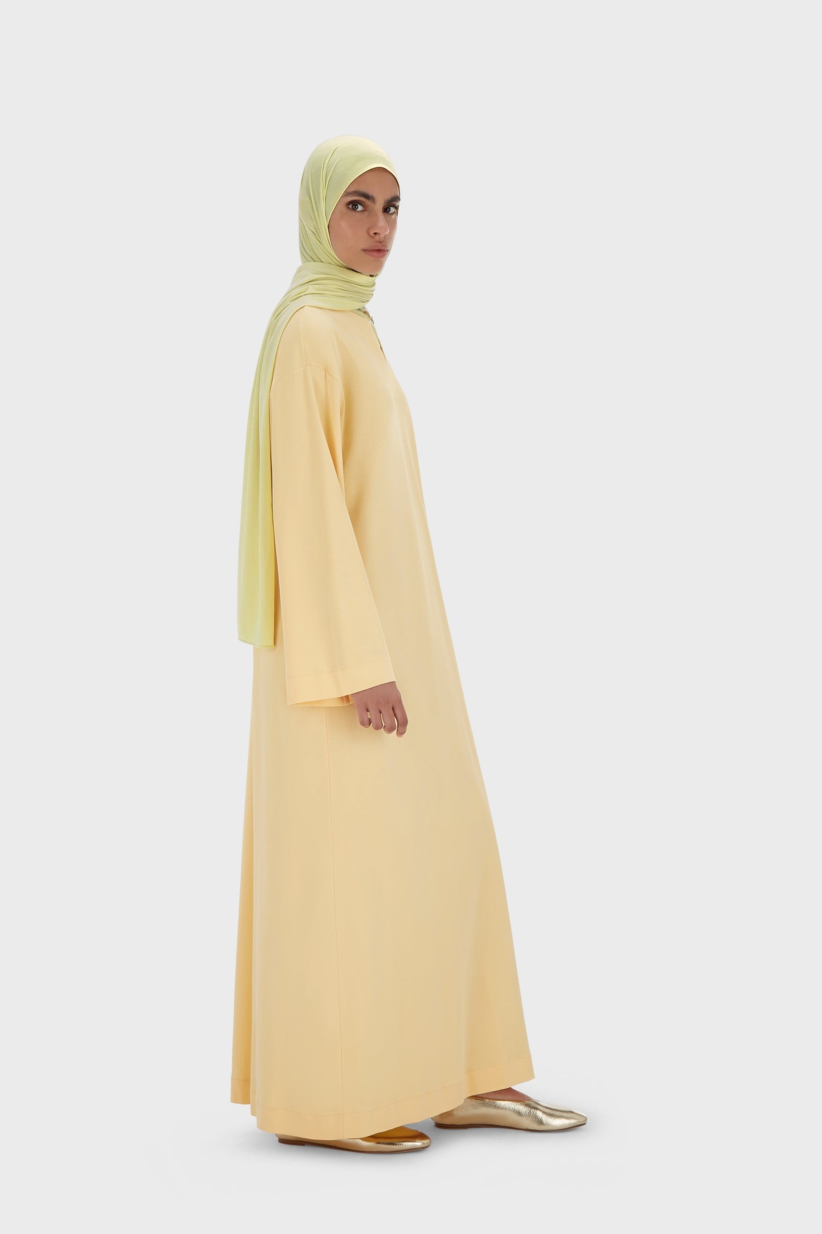 Robe caftan en jersey d’été | Jaune coucher de soleil