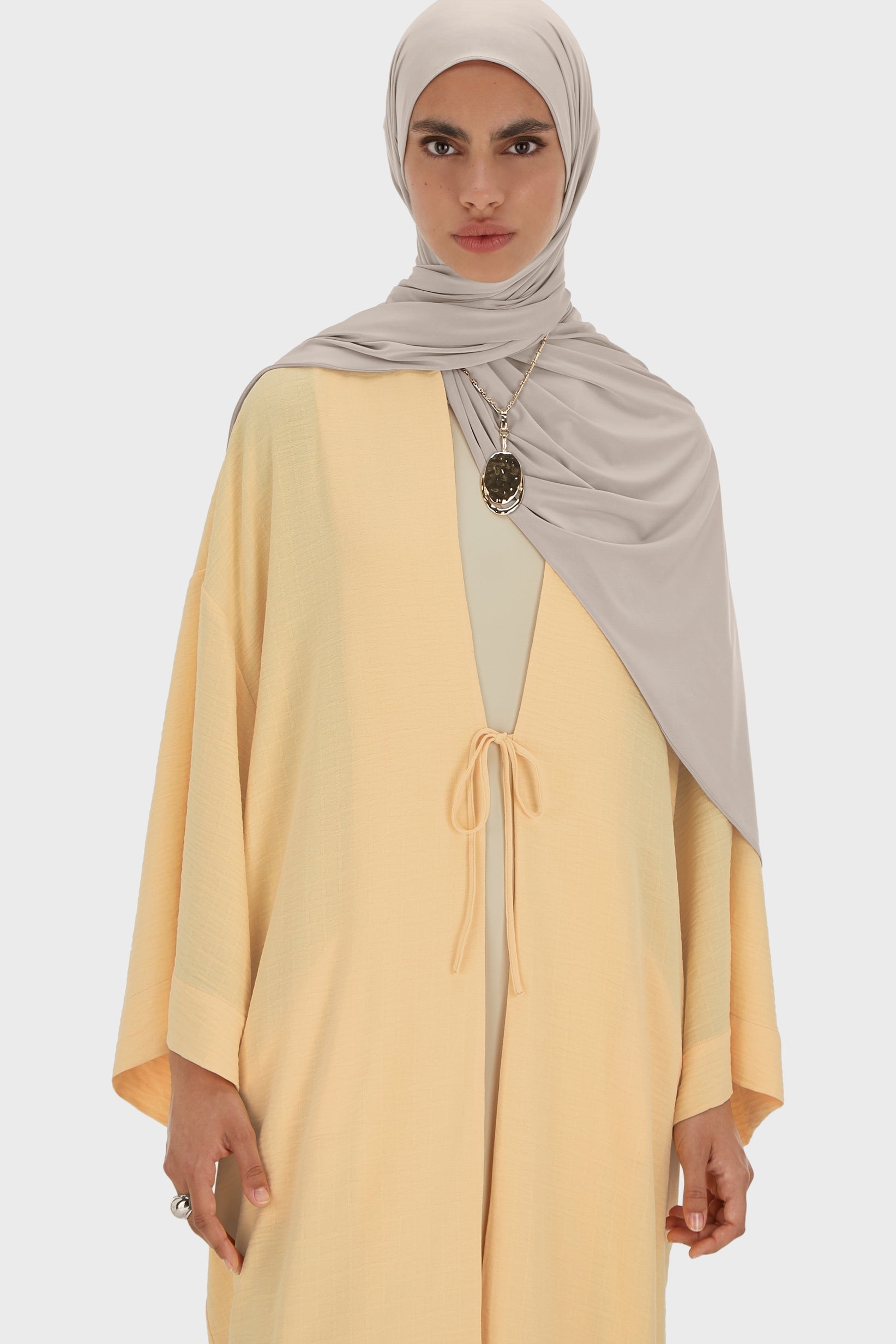 Abaya à rayures d’été | Jaune coucher de soleil