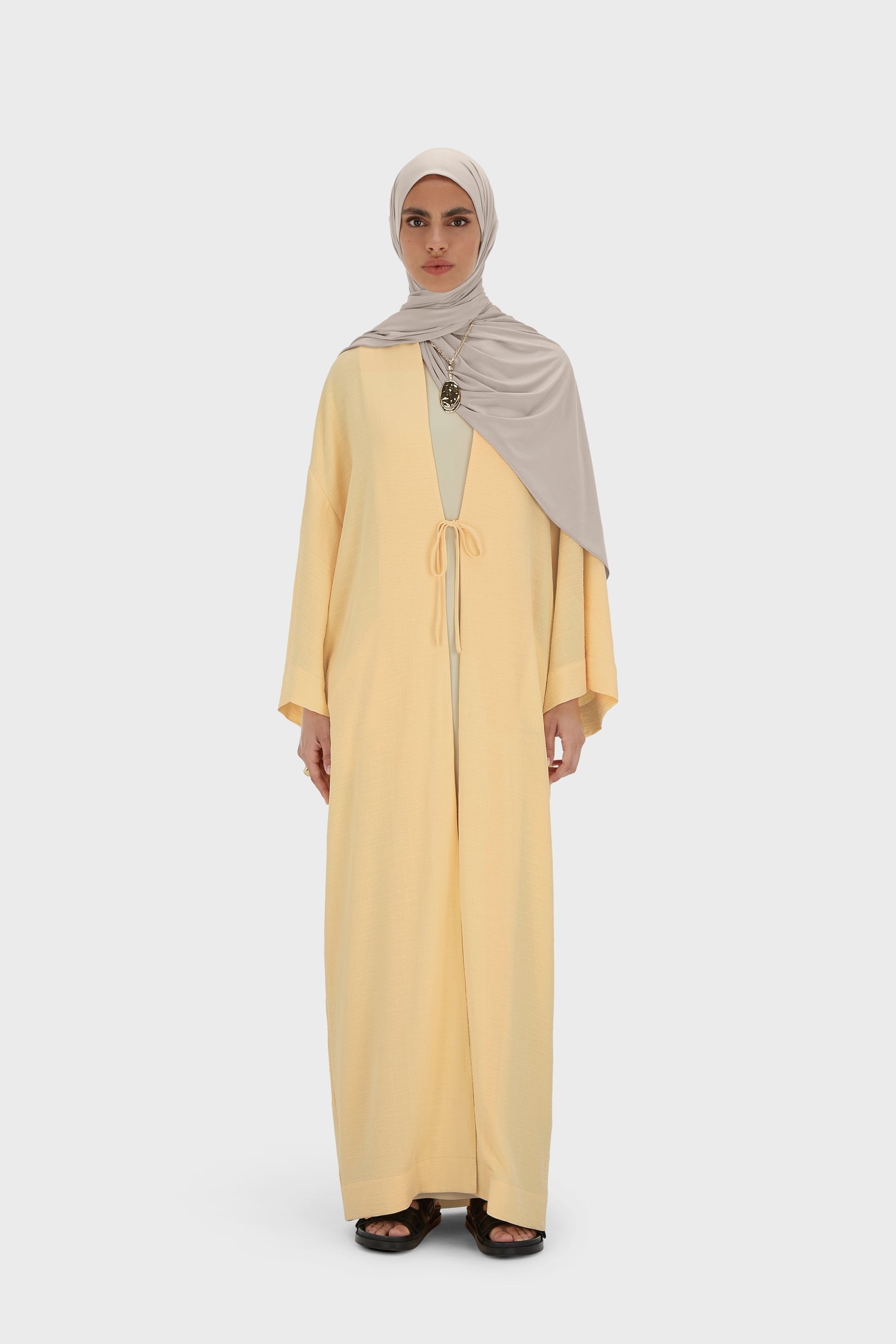 Abaya à rayures d’été | Jaune coucher de soleil