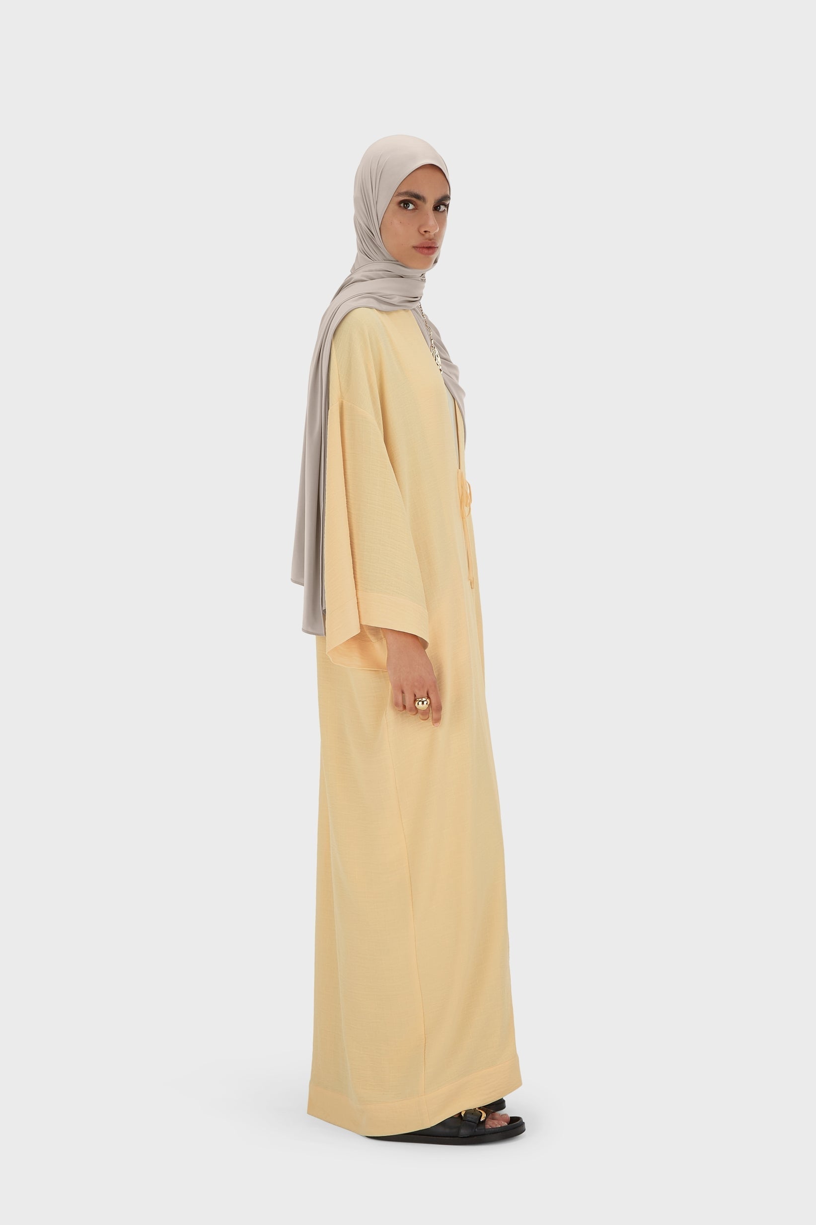 Abaya à rayures d’été | Jaune coucher de soleil