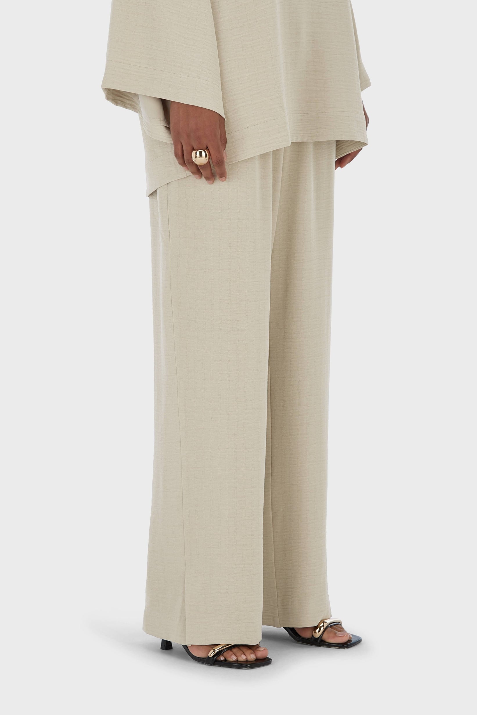 Pantalon à rayures d’été | Gris mousse