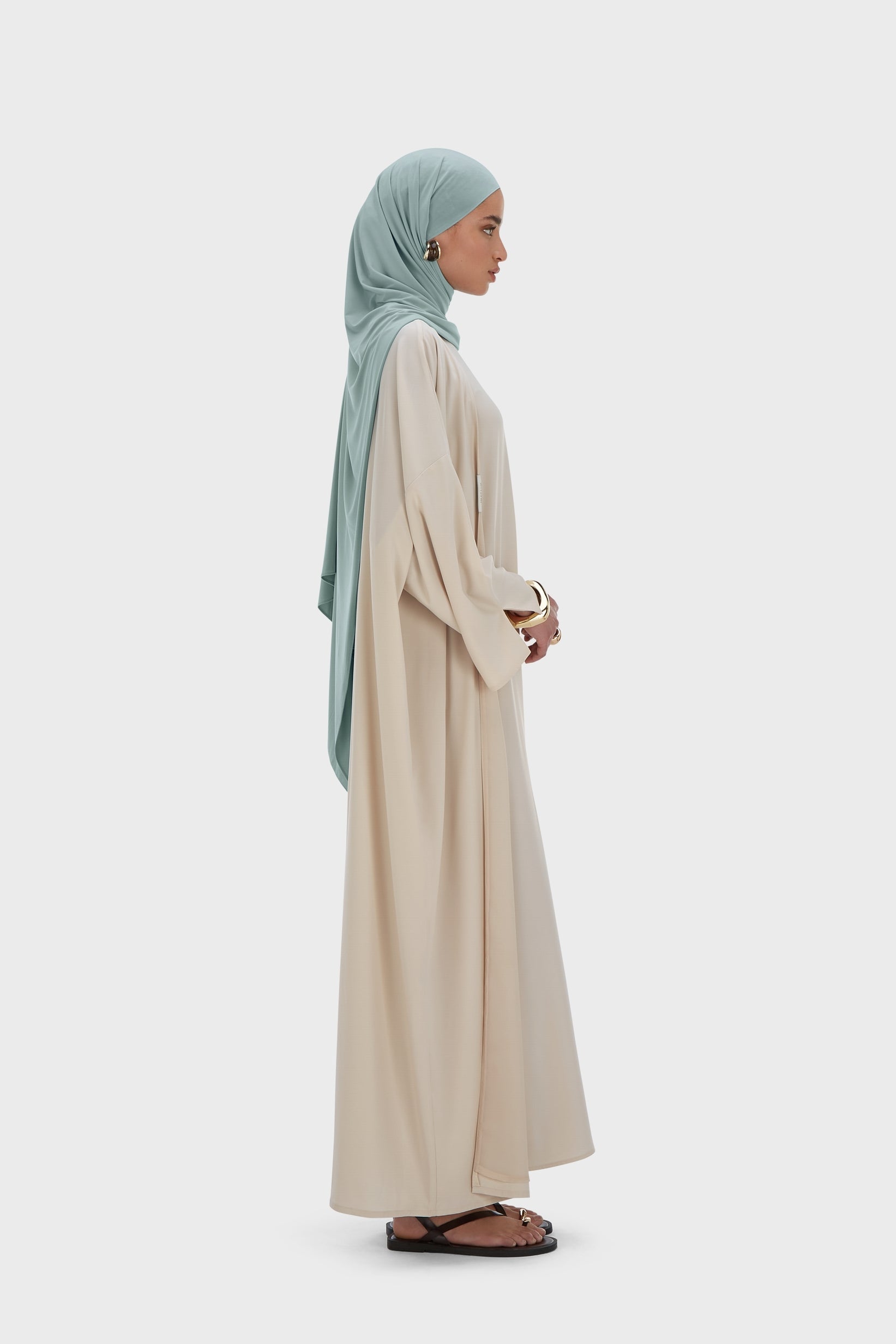 Abaya tissée régulière | Gris Lune