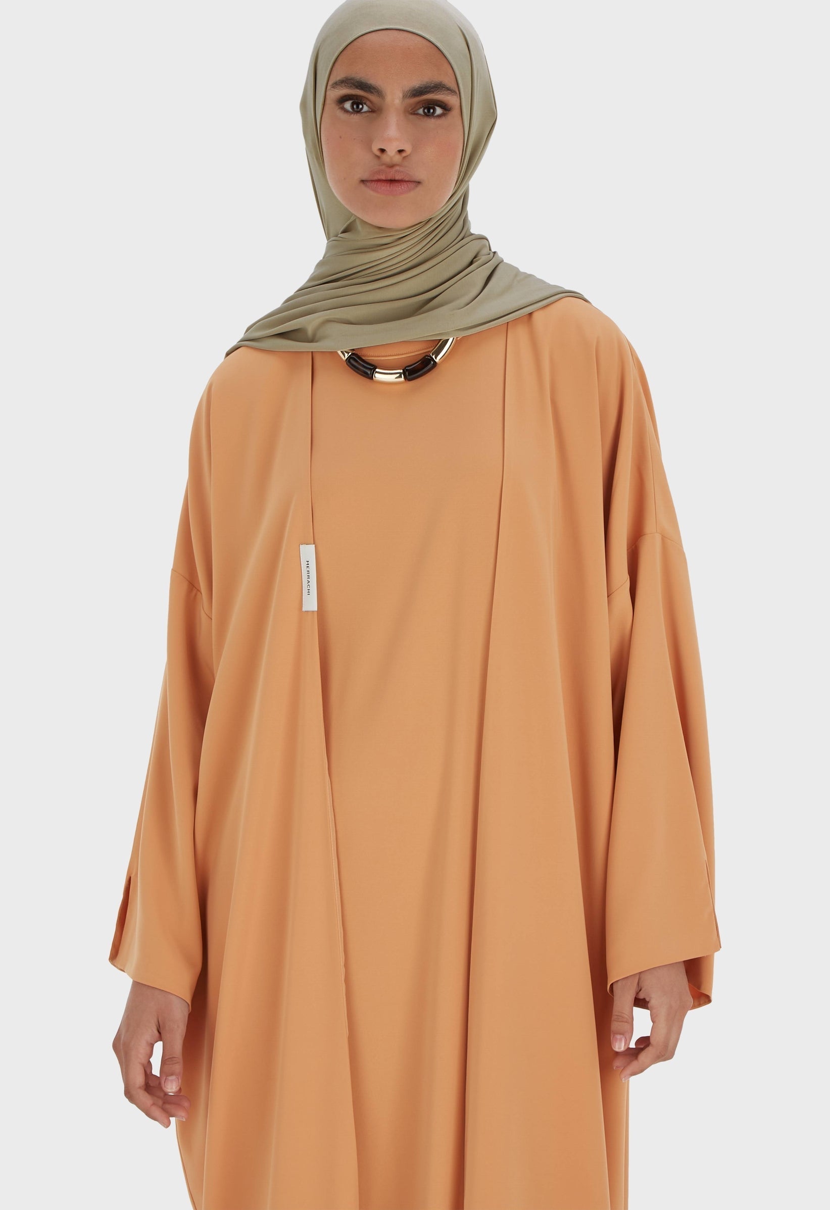 Short Abaya tissé | Orange pastel