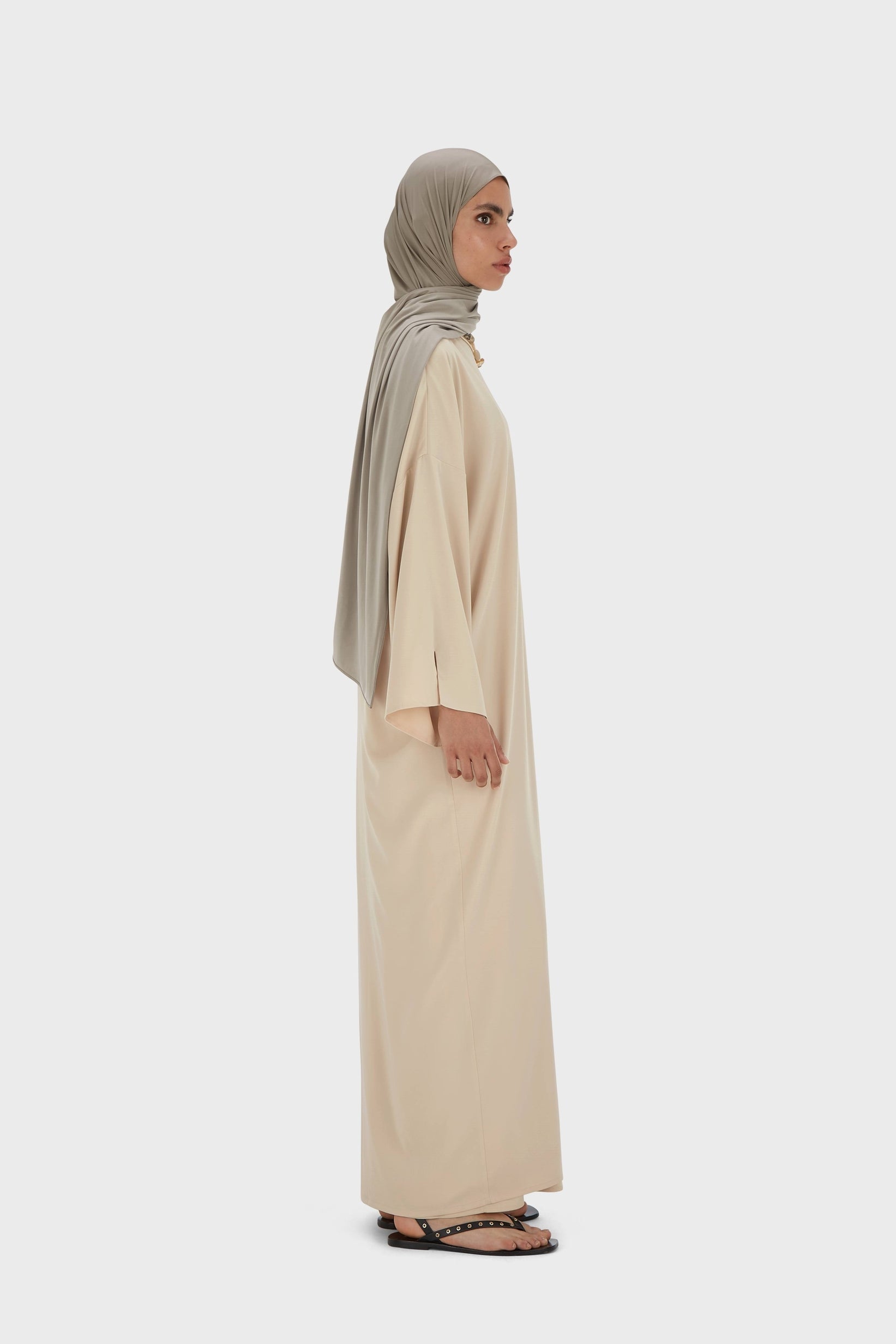 Short Abaya tissé | Beurre tiède