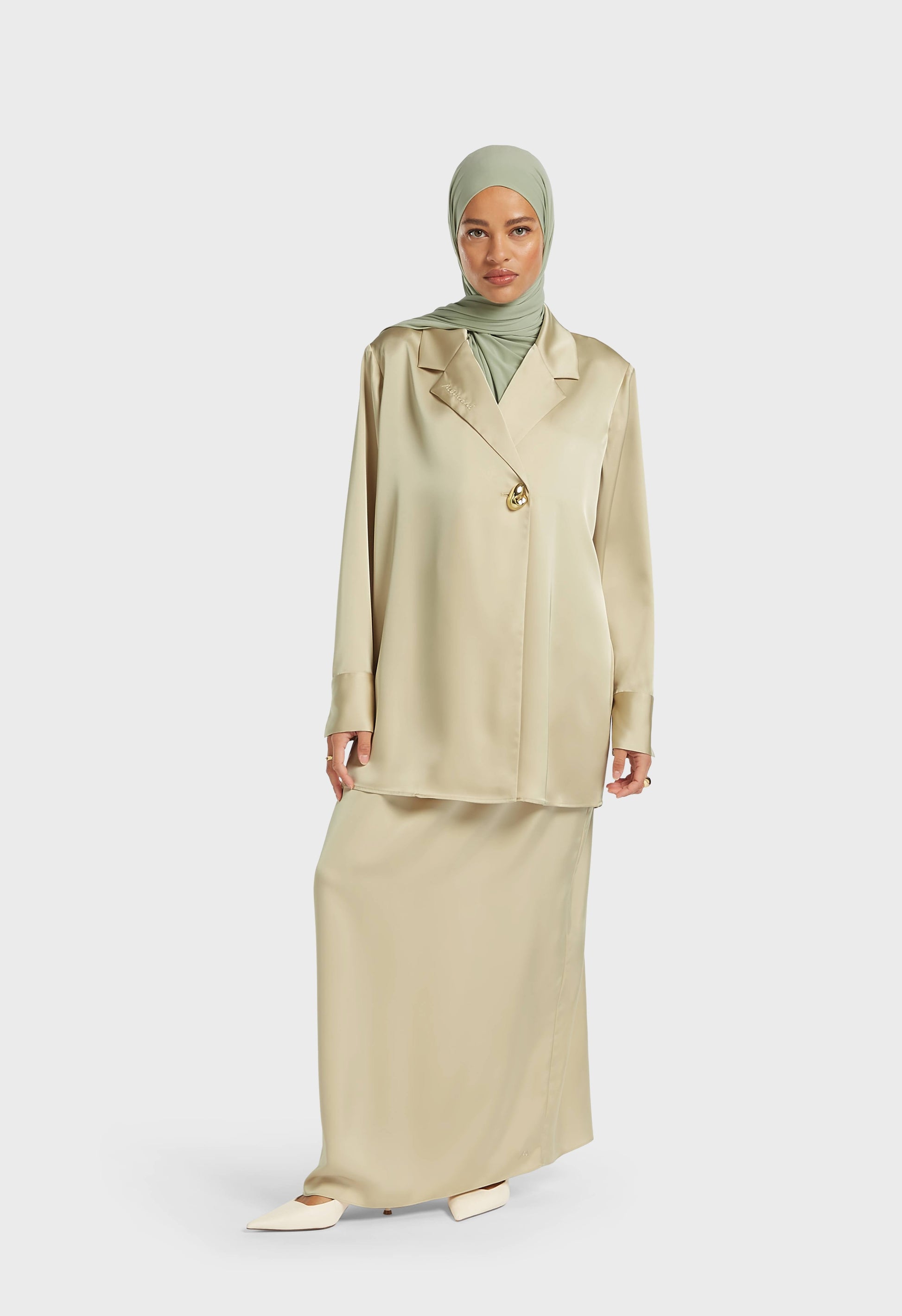 Jupe Biais Satinée | Riz brun