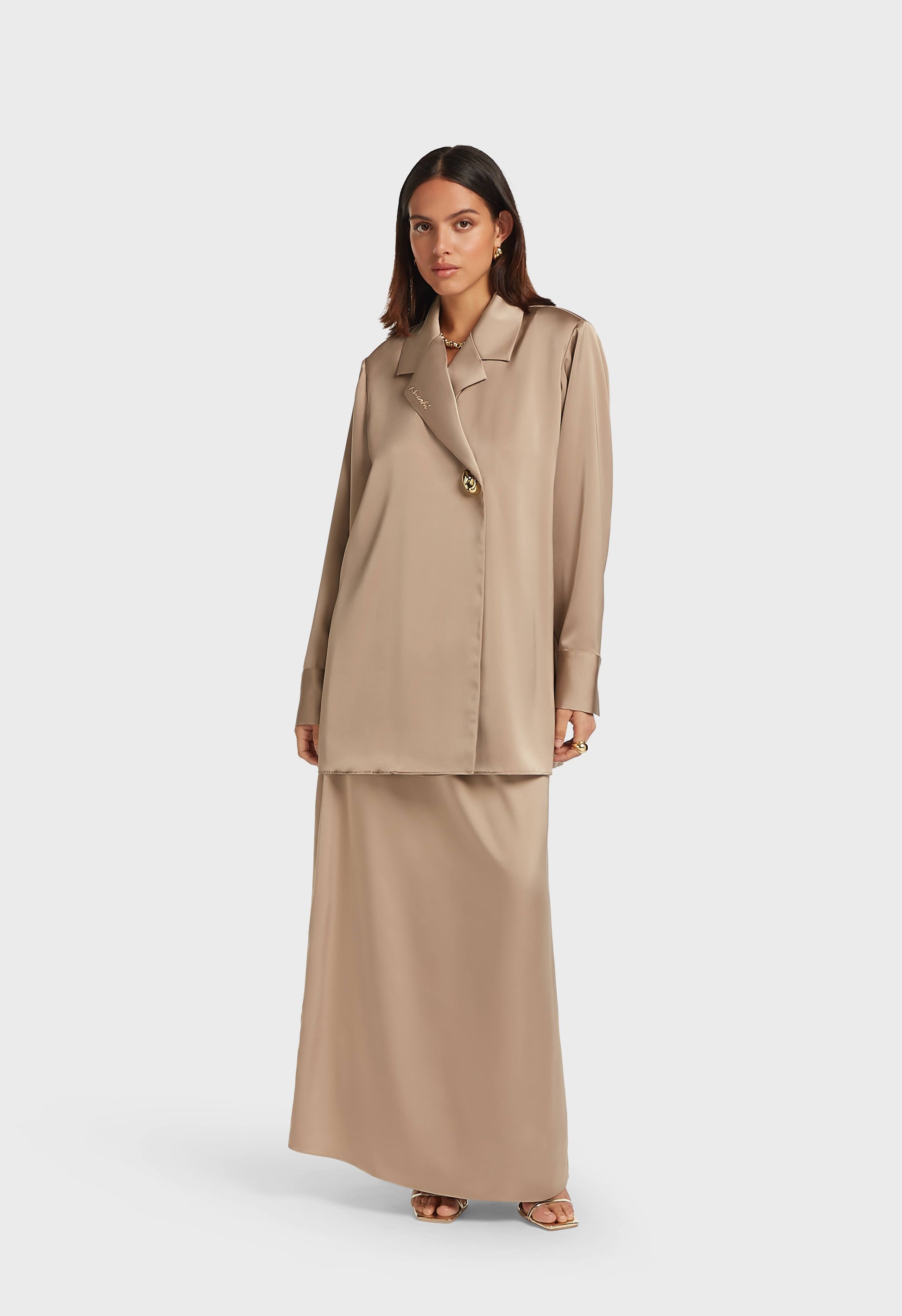 Blazer classique en satin | Perle noire