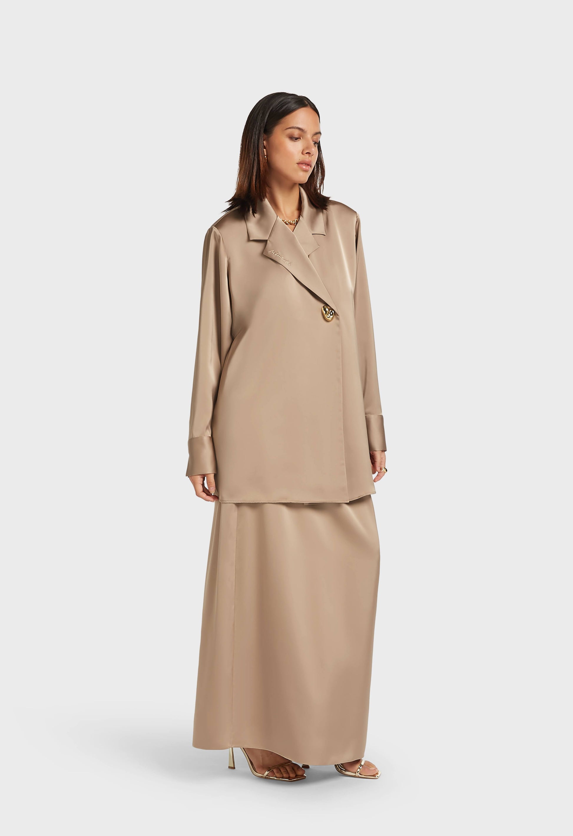 Blazer classique en satin | Perle noire