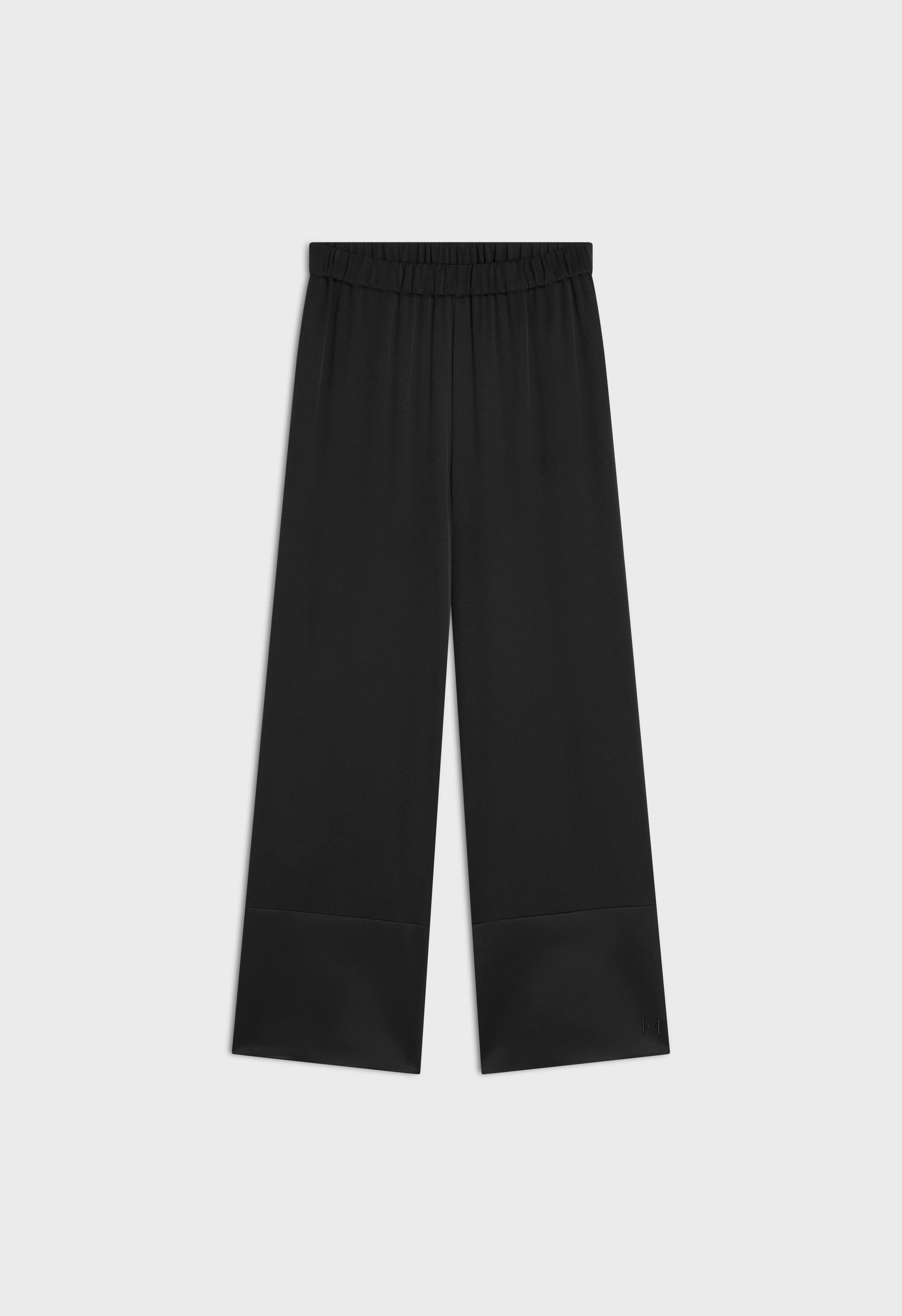 Pantalon à bordure en satin | Noir