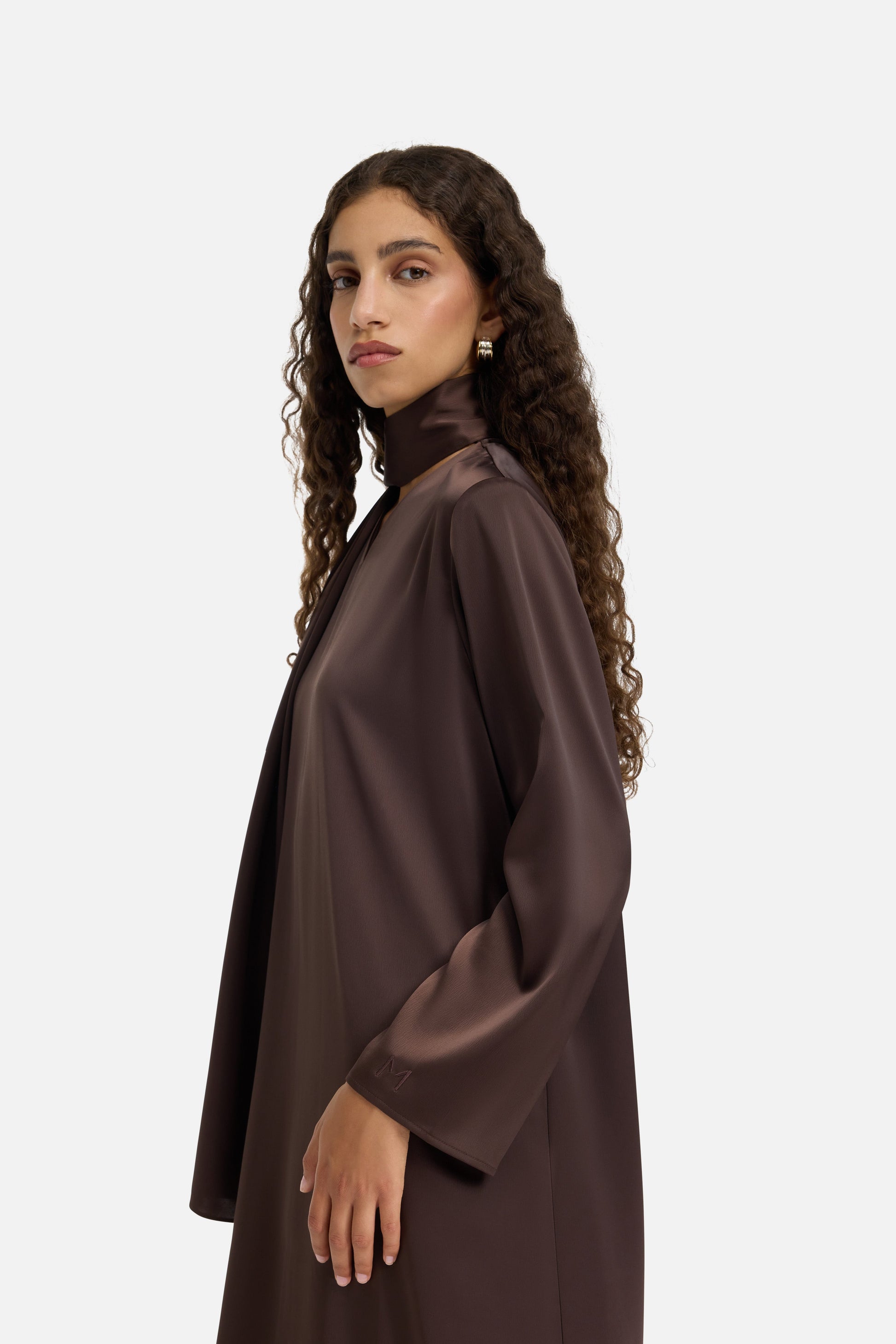 Robe châle | Marron foncé