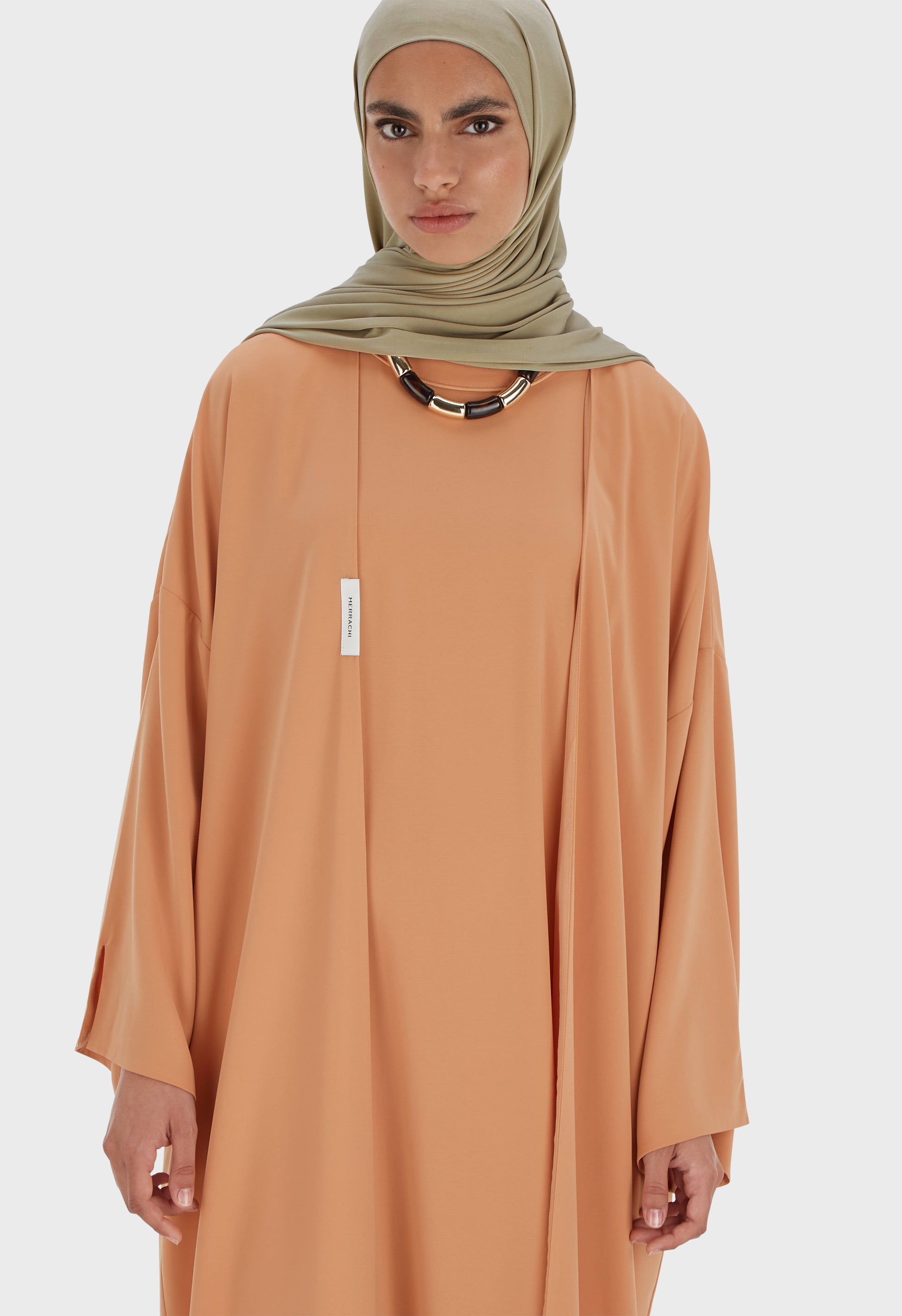 Robe tissée sans manches courte | Orange pastel