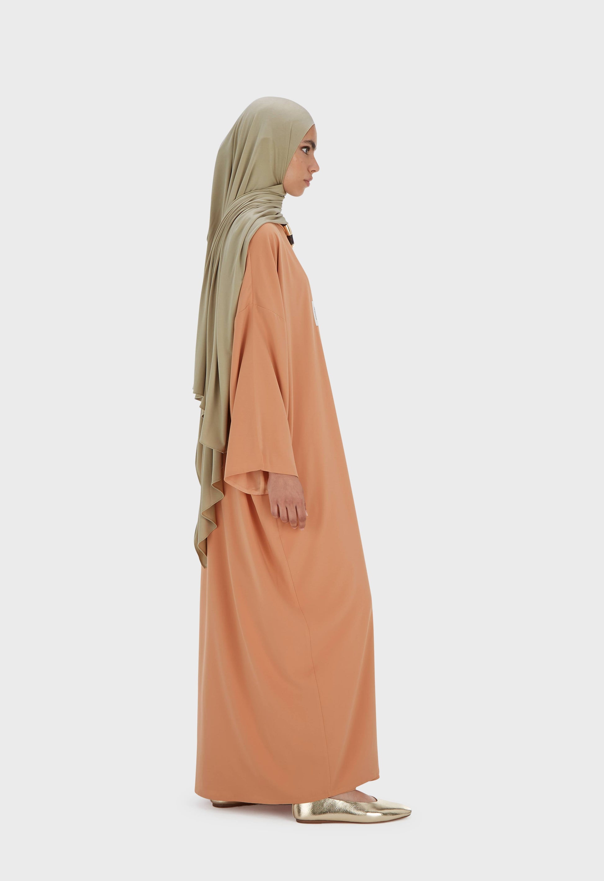 Robe tissée sans manches courte | Orange pastel