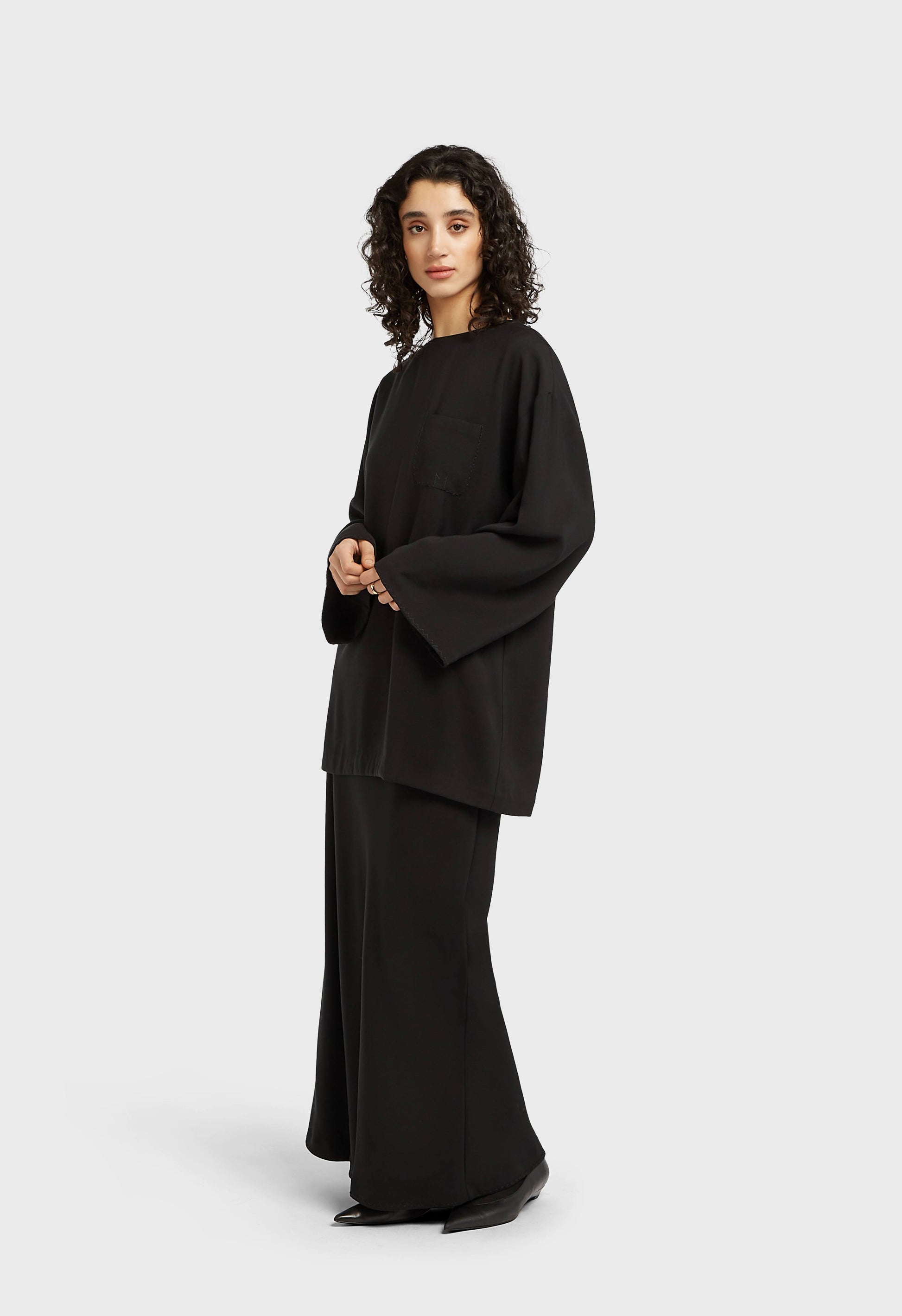 Jupe sur mesure tissée douce | Noir